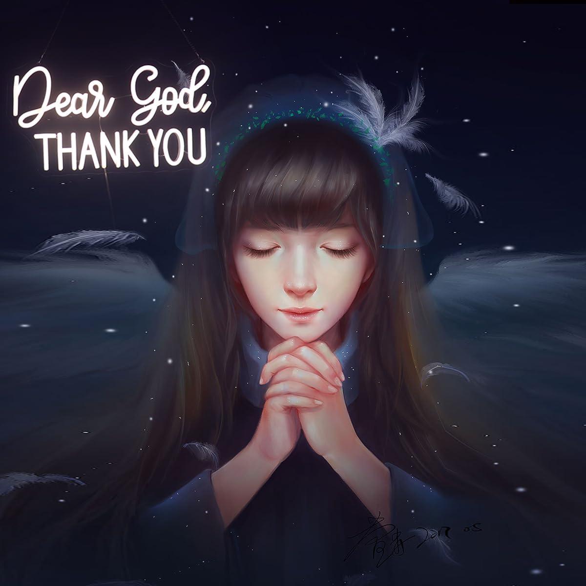 Señal de Neón LED Regulable QiaoFei 'Querido Dios Gracias' 43x25cm