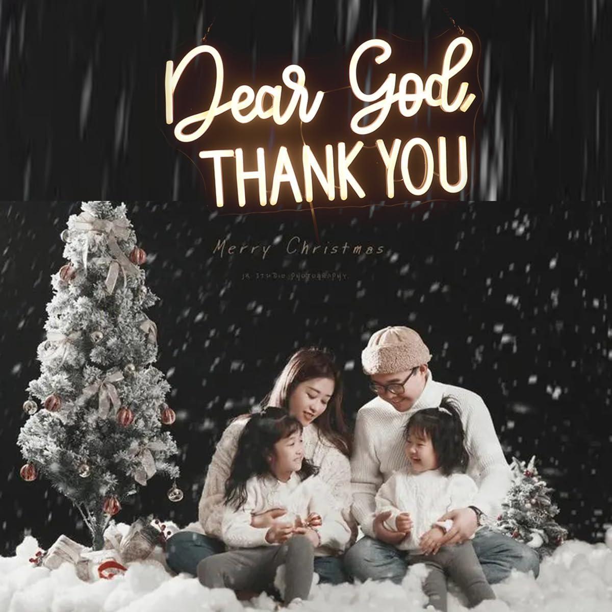 Señal de Neón LED Regulable QiaoFei 'Querido Dios Gracias' 43x25cm