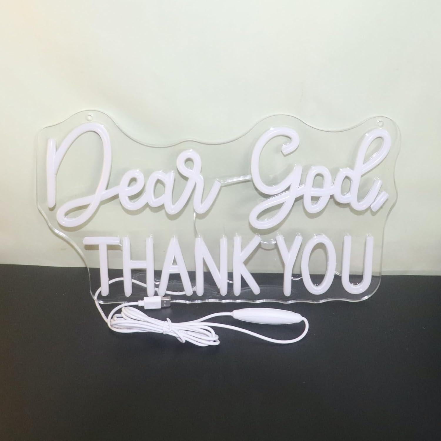 Señal de Neón LED Regulable QiaoFei 'Querido Dios Gracias' 43x25cm