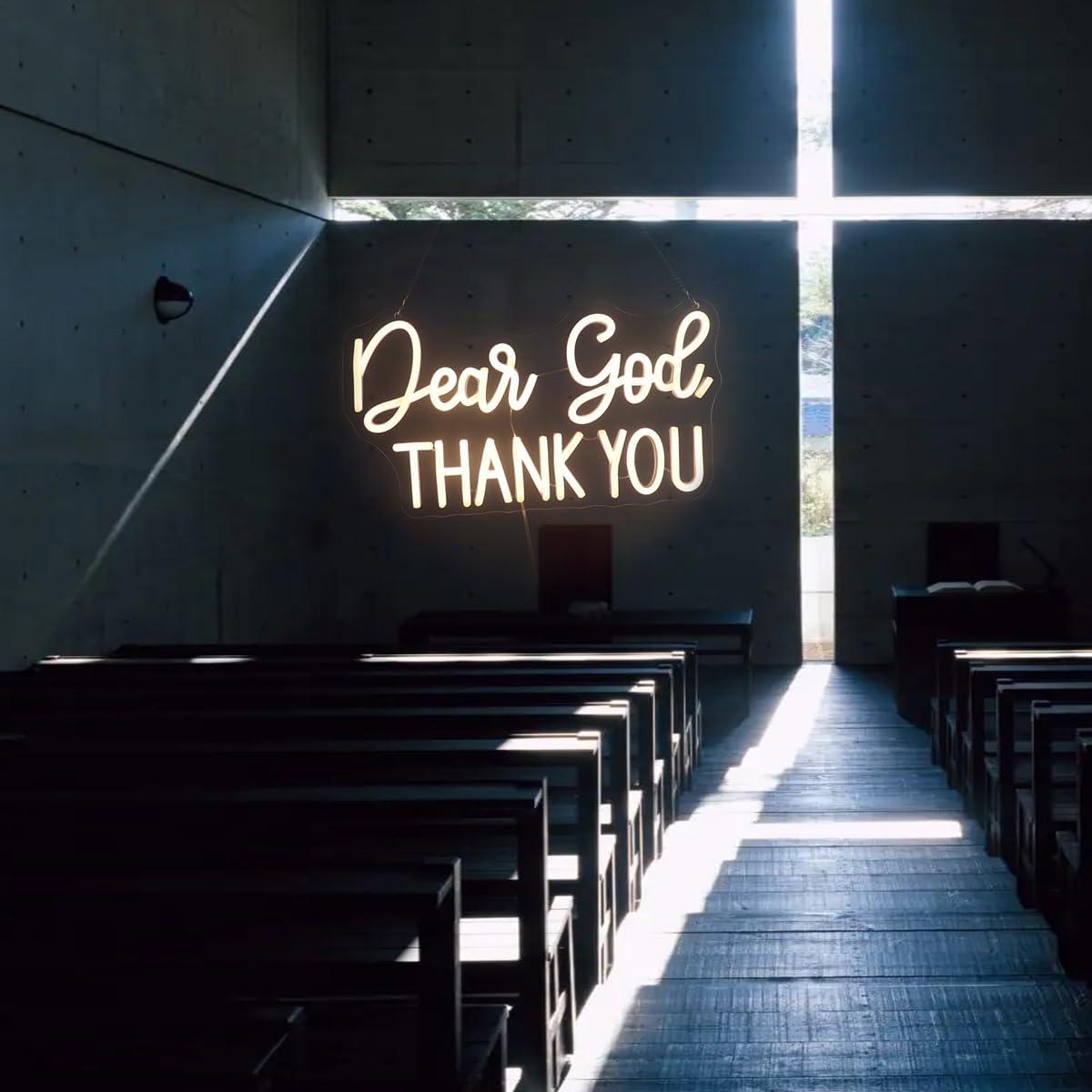 Señal de Neón LED Regulable QiaoFei 'Querido Dios Gracias' 43x25cm