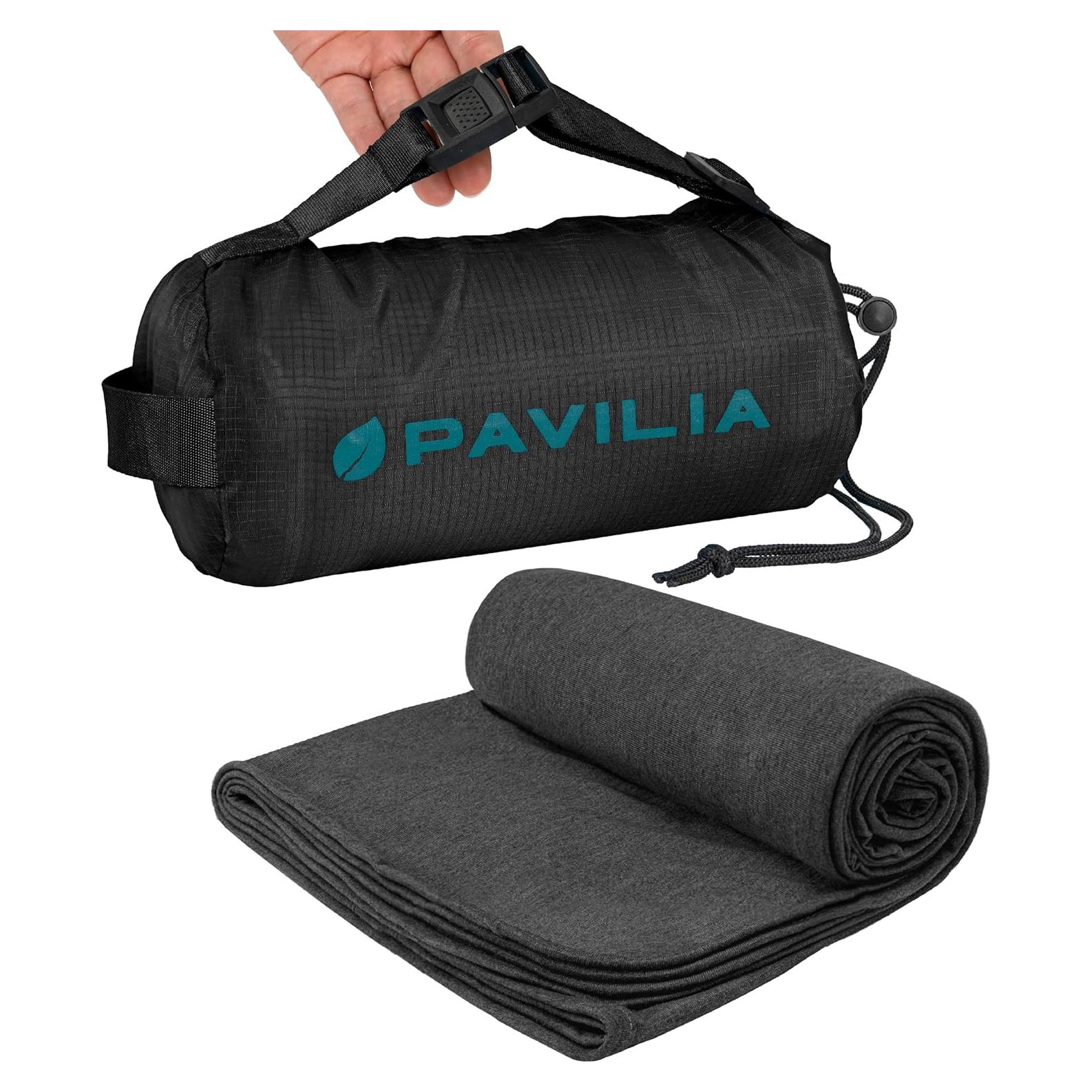 Manta de Viaje PAVILIA Compacta 165x102 cm Negra para Avión