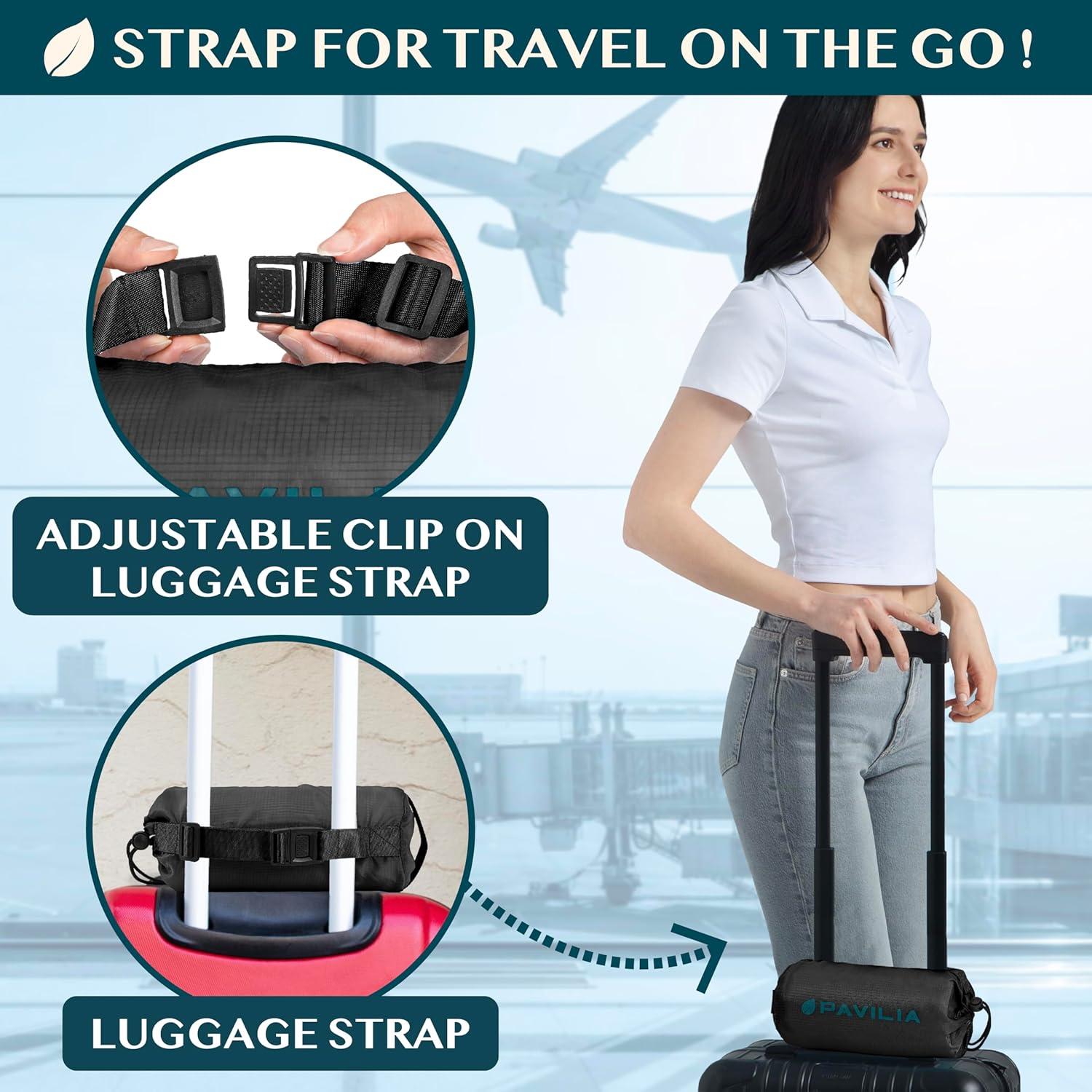 Manta de Viaje PAVILIA Compacta 165x102 cm Negra para Avión