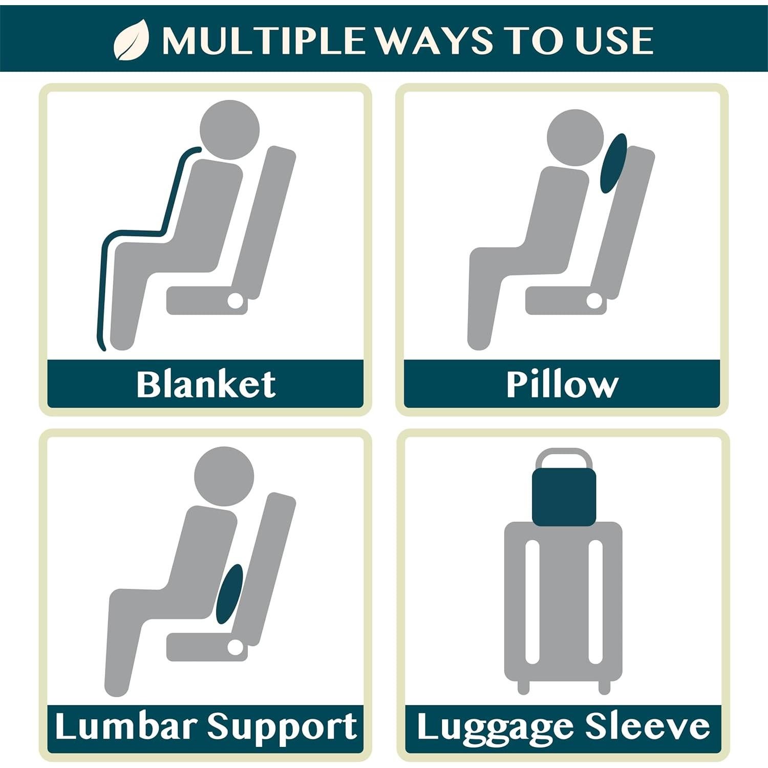 Manta de Viaje PAVILIA Compacta 165x102 cm Negra para Avión