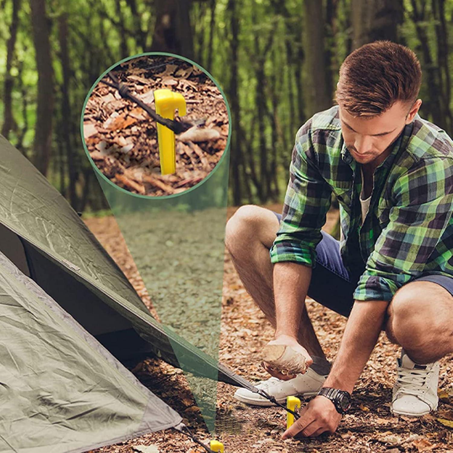 Estacas de Plástico AITIME 30 Pcs 23 cm para Tienda Amarillo