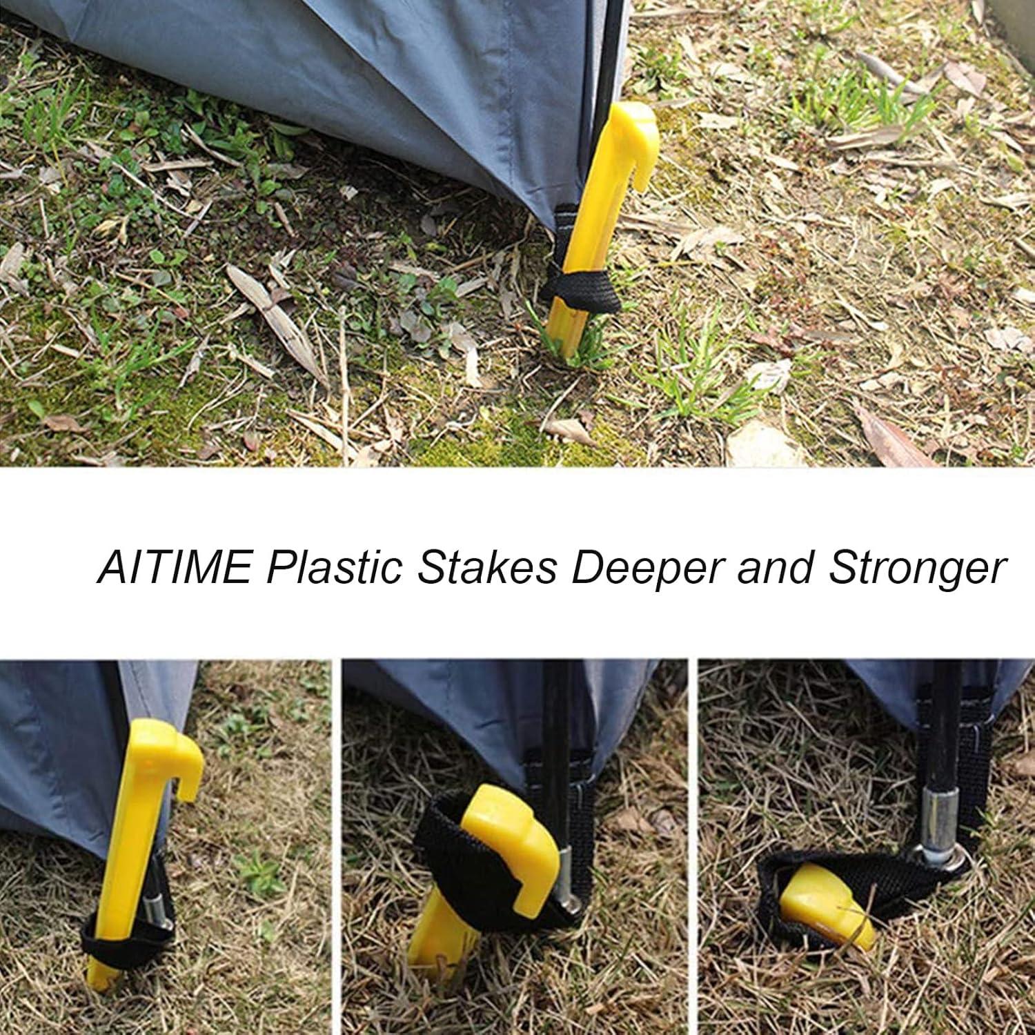 Estacas de Plástico AITIME 30 Pcs 23 cm para Tienda Amarillo