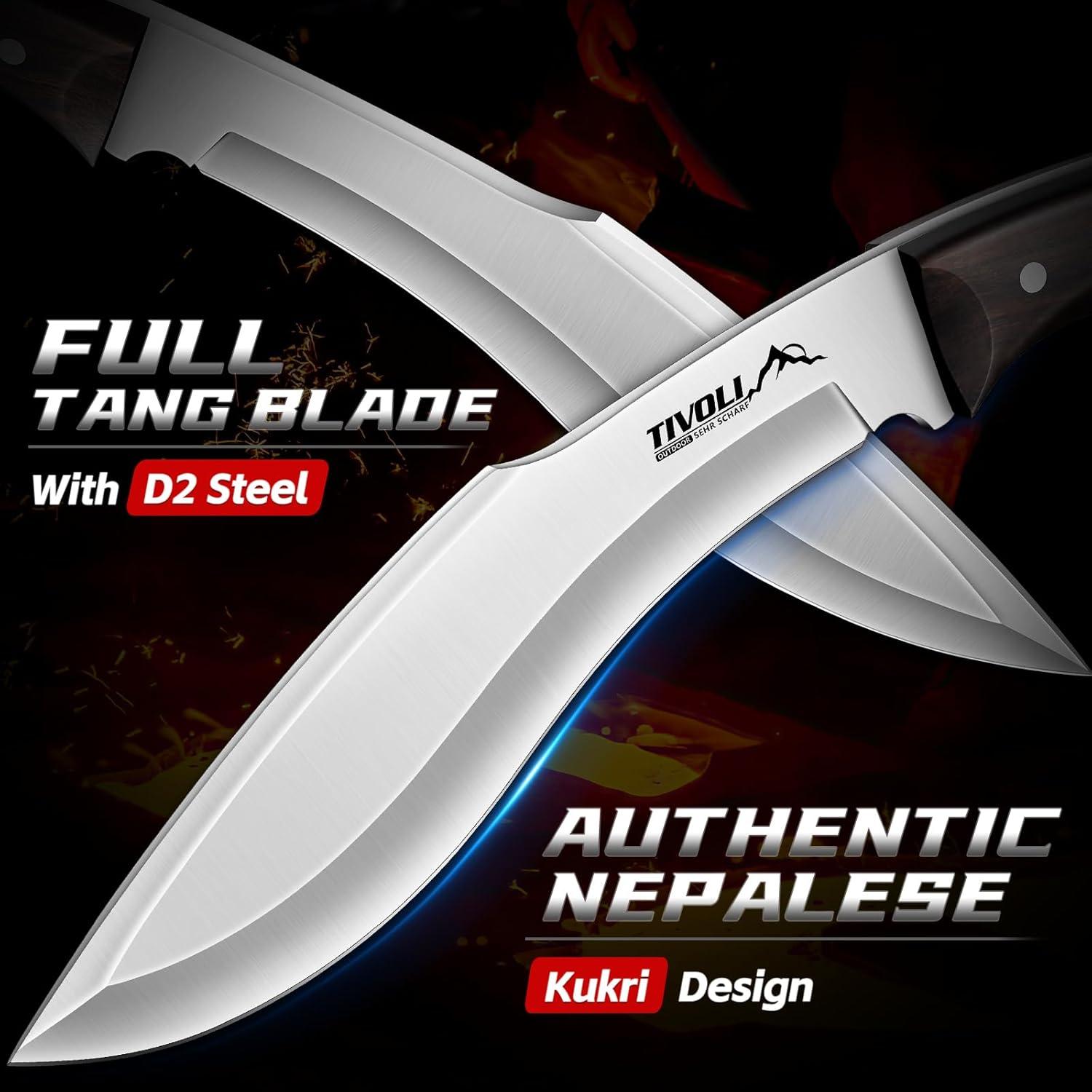 Cuchillo Kukri TIVOLI de Hoja Fija 35.56 cm Acero D2