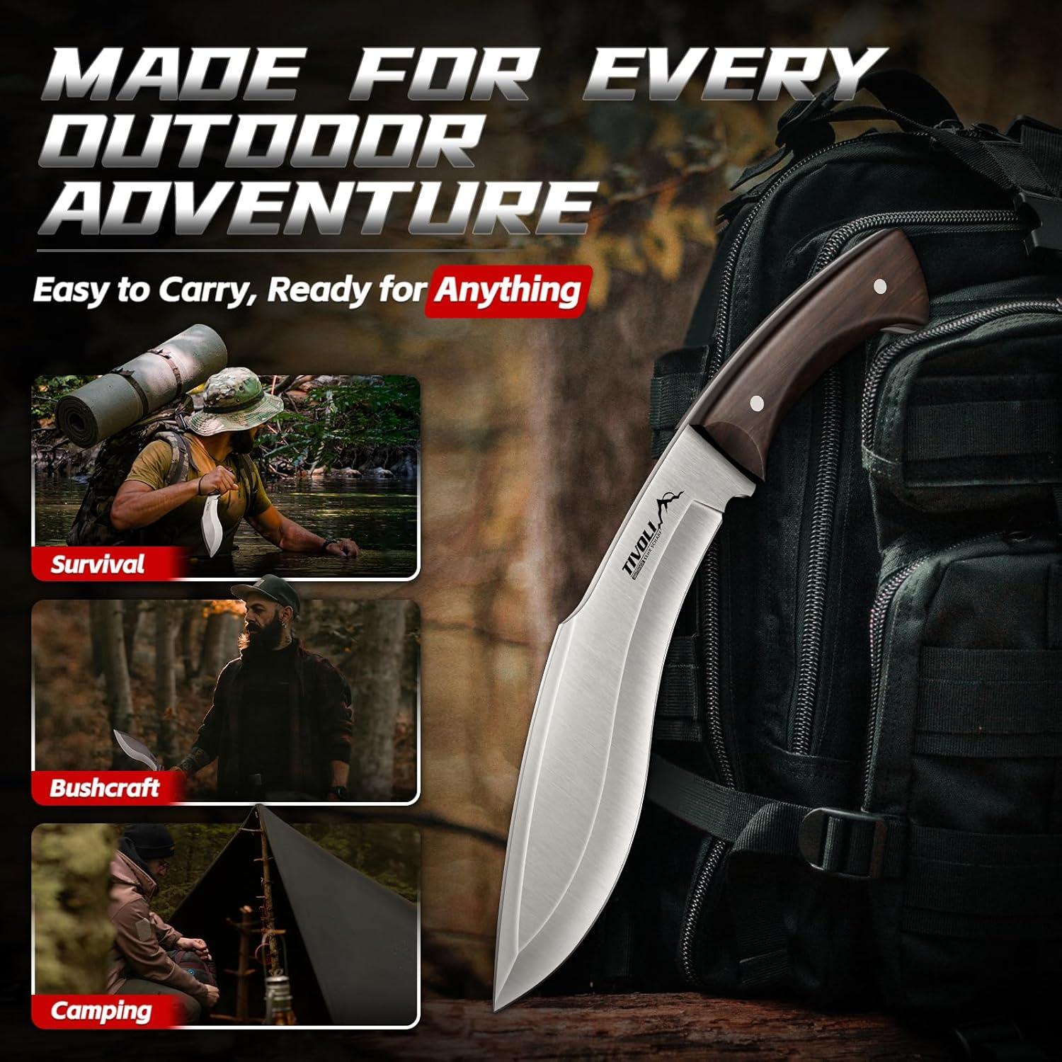 Cuchillo Kukri TIVOLI de Hoja Fija 35.56 cm Acero D2