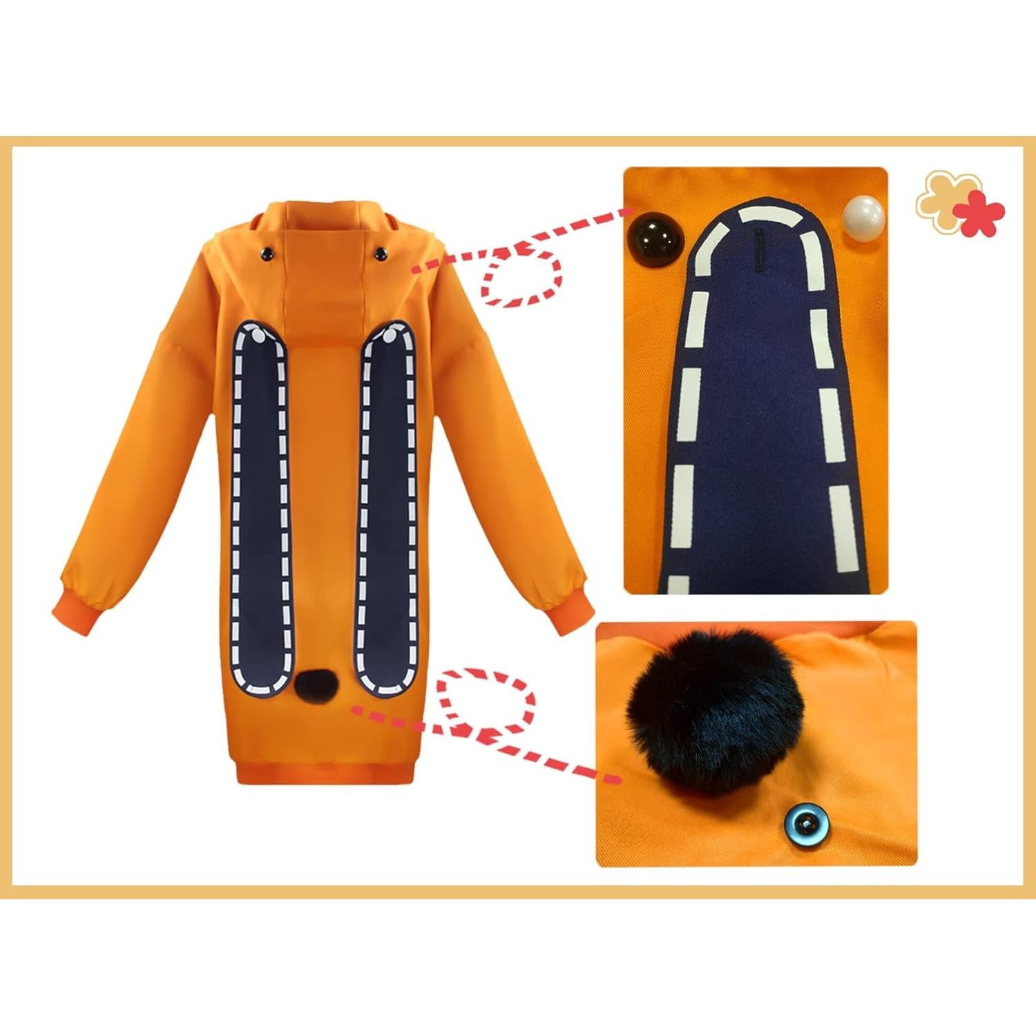 Disfraz de Cosplay Runa Chaqueta Naranja con Capucha