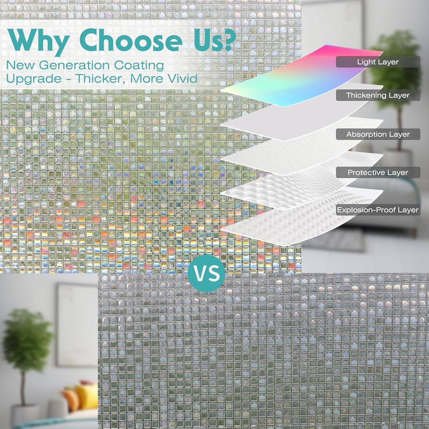 Película de Privacidad Mosaico Divertida 30x200 cm Sin Adhesivo