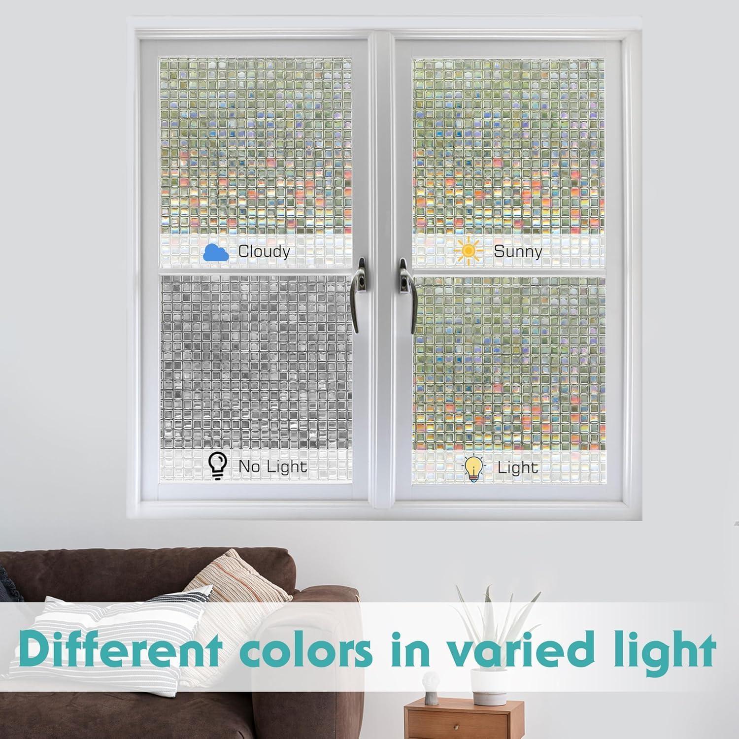 Película de Privacidad Mosaico Divertida 30x200 cm Sin Adhesivo