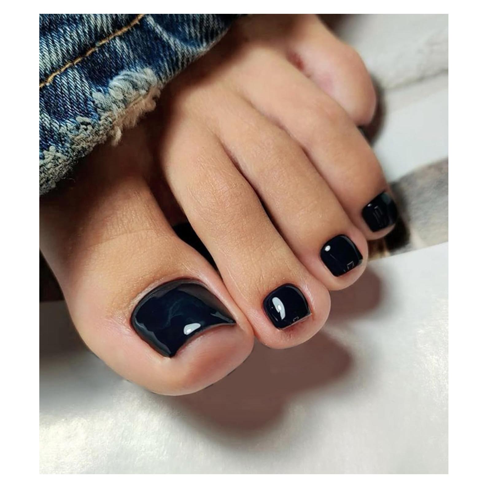 Uñas Postizas Negras Morily 24 Pcs Cortas Reutilizables