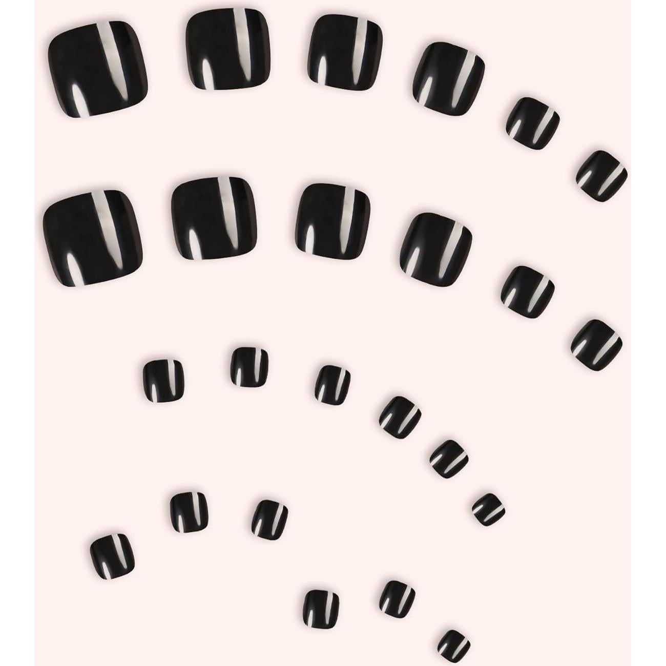 Uñas Postizas Negras Morily 24 Pcs Cortas Reutilizables