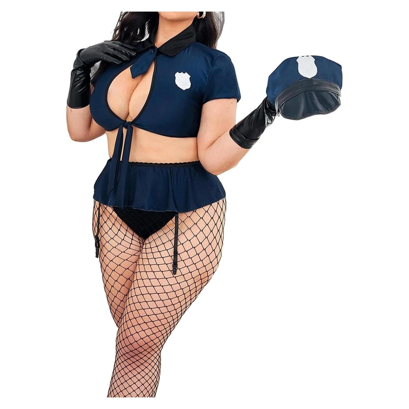 Disfraz de Policía Sexy Talla Grande Hilinker 4X Azul