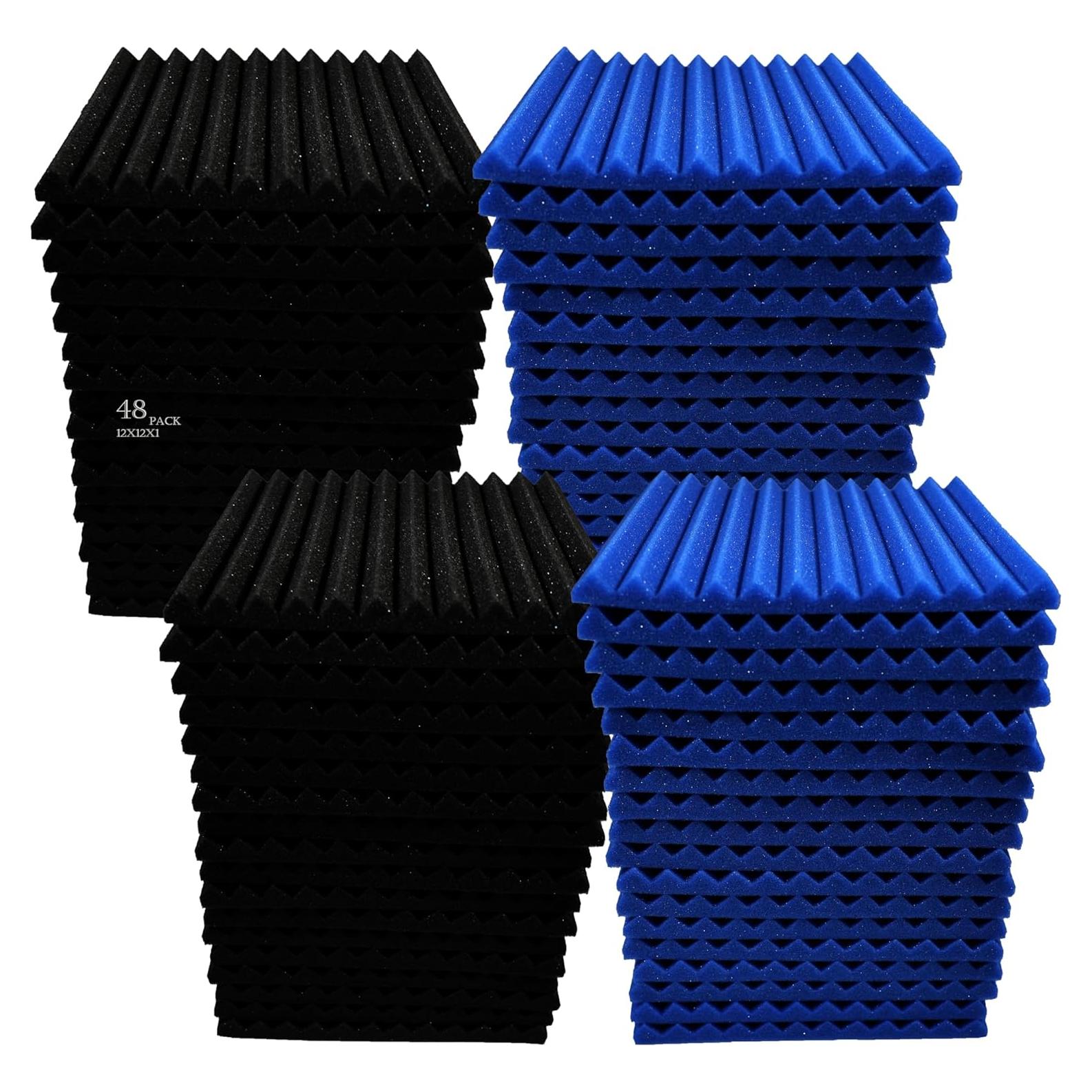 48 Paneles Acústicos Espuma Aislante de Sonido 30x30 cm