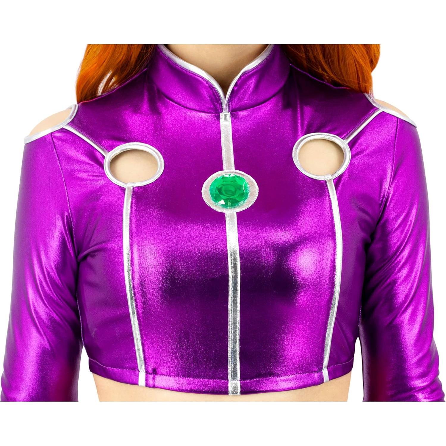 Traje de Cosplay C-ZOFEK Heroína Morada Mujer Top Corto