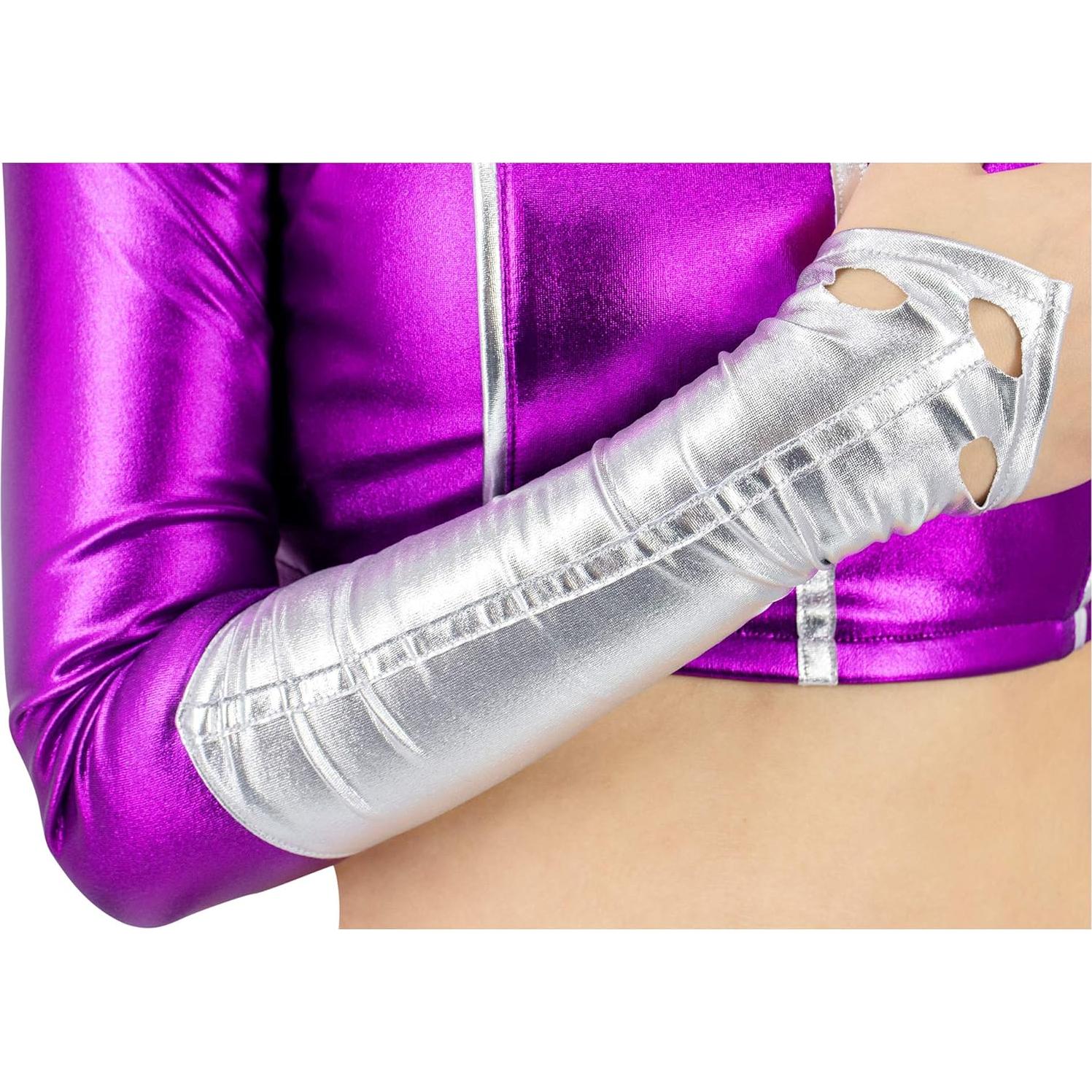 Traje de Cosplay C-ZOFEK Heroína Morada Mujer Top Corto