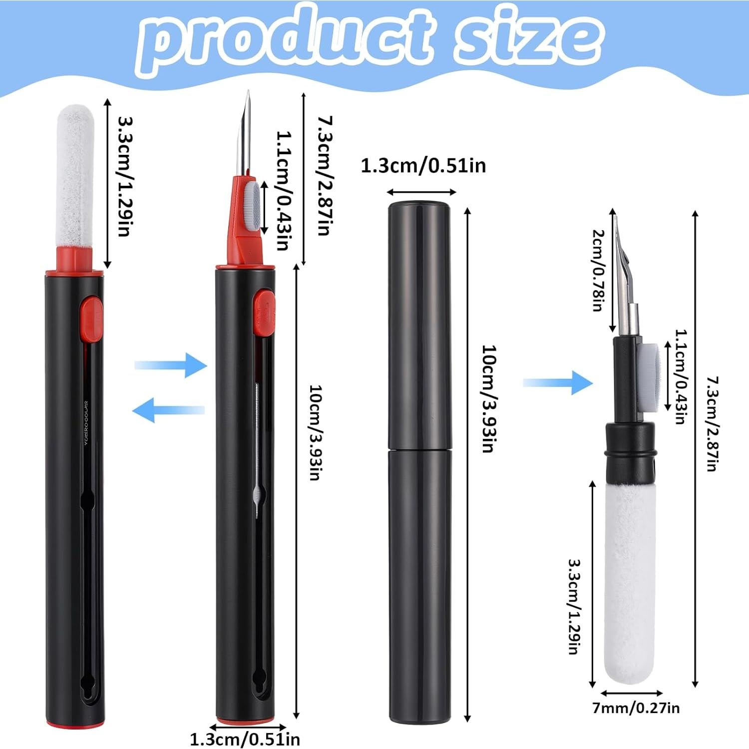 simarro Headphones Cleanings Kit, 3-in-1 Headphones Cleaning Pen (With Sponge), Multi-function Earphone Cleaning Kit, Pen-Shaped Soft Brush, Suitable for Earphones, Keyboards, and Mobile Phones(Black)