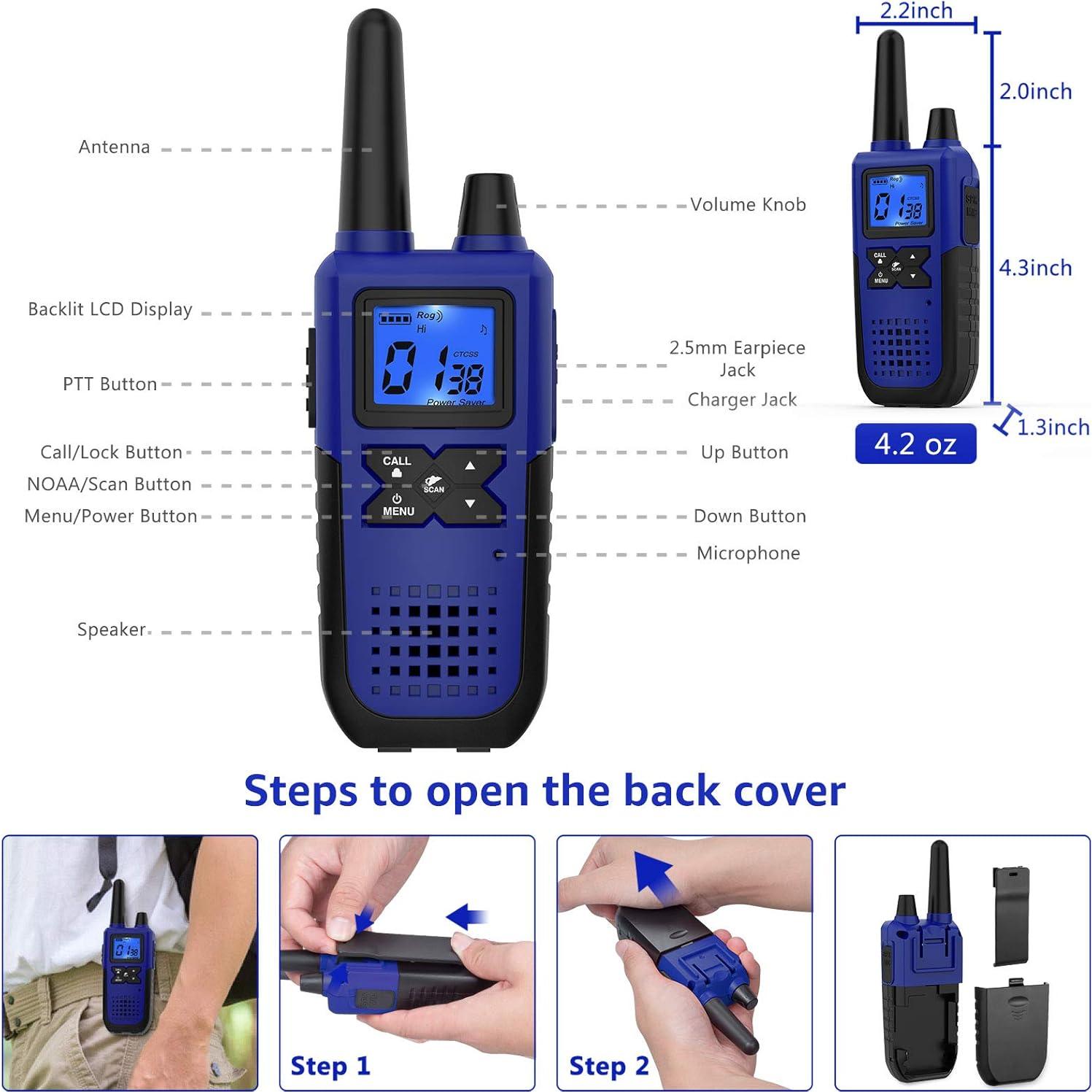 Walkie Talkies Topsung Recargables 4 Unidades con NOAA