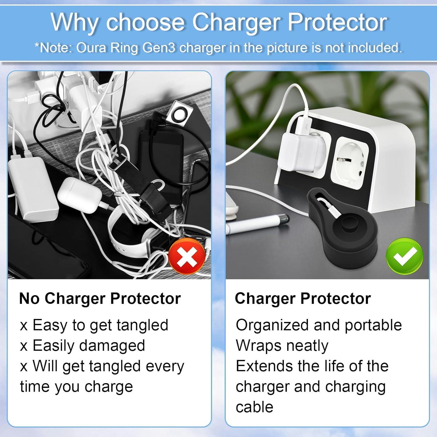 Funda Protectora de Silicona para Cargador Oura Ring Gen3 - Negro