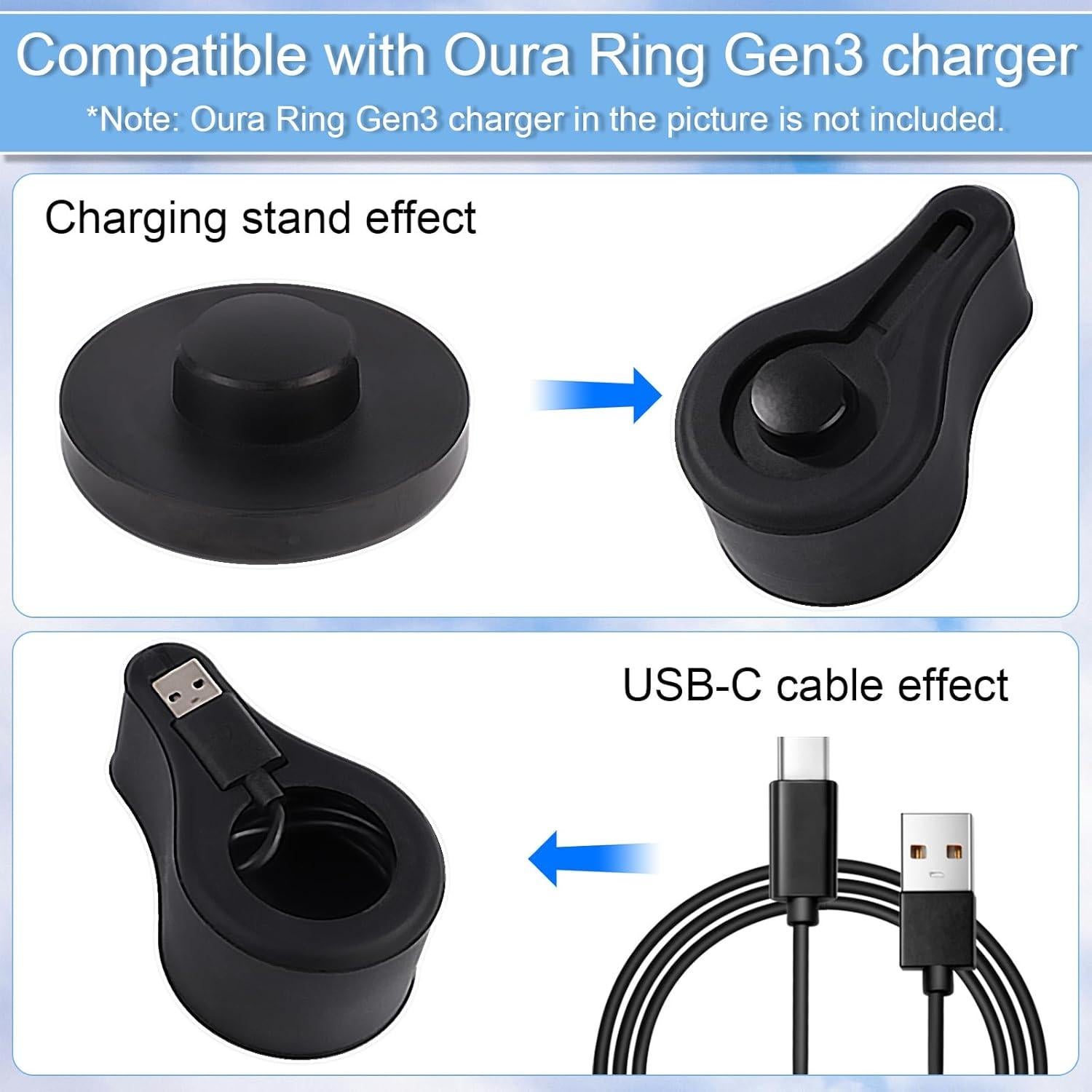 Funda Protectora de Silicona para Cargador Oura Ring Gen3 - Negro