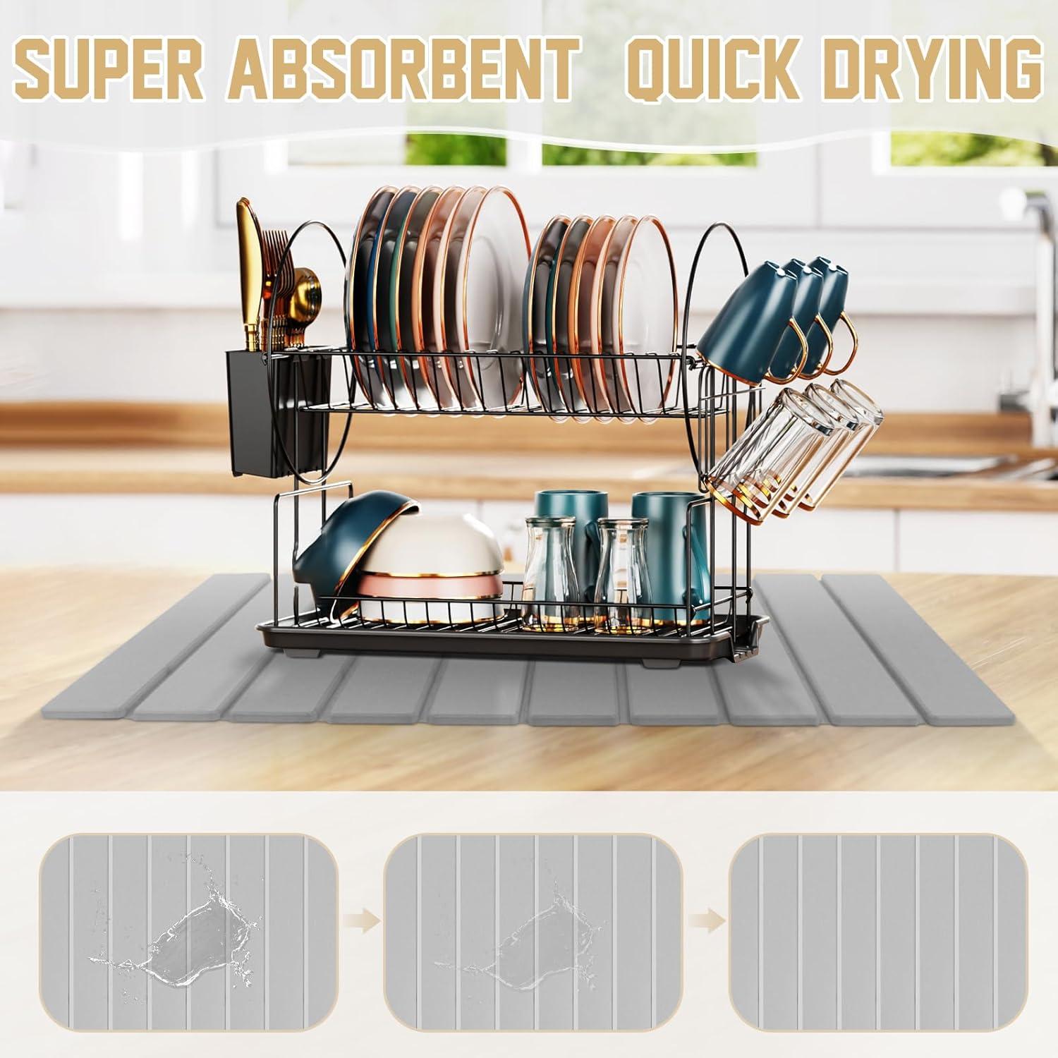 Alfombrilla de Secado de Platos AOBOPLE 61x41 cm Diatomácea