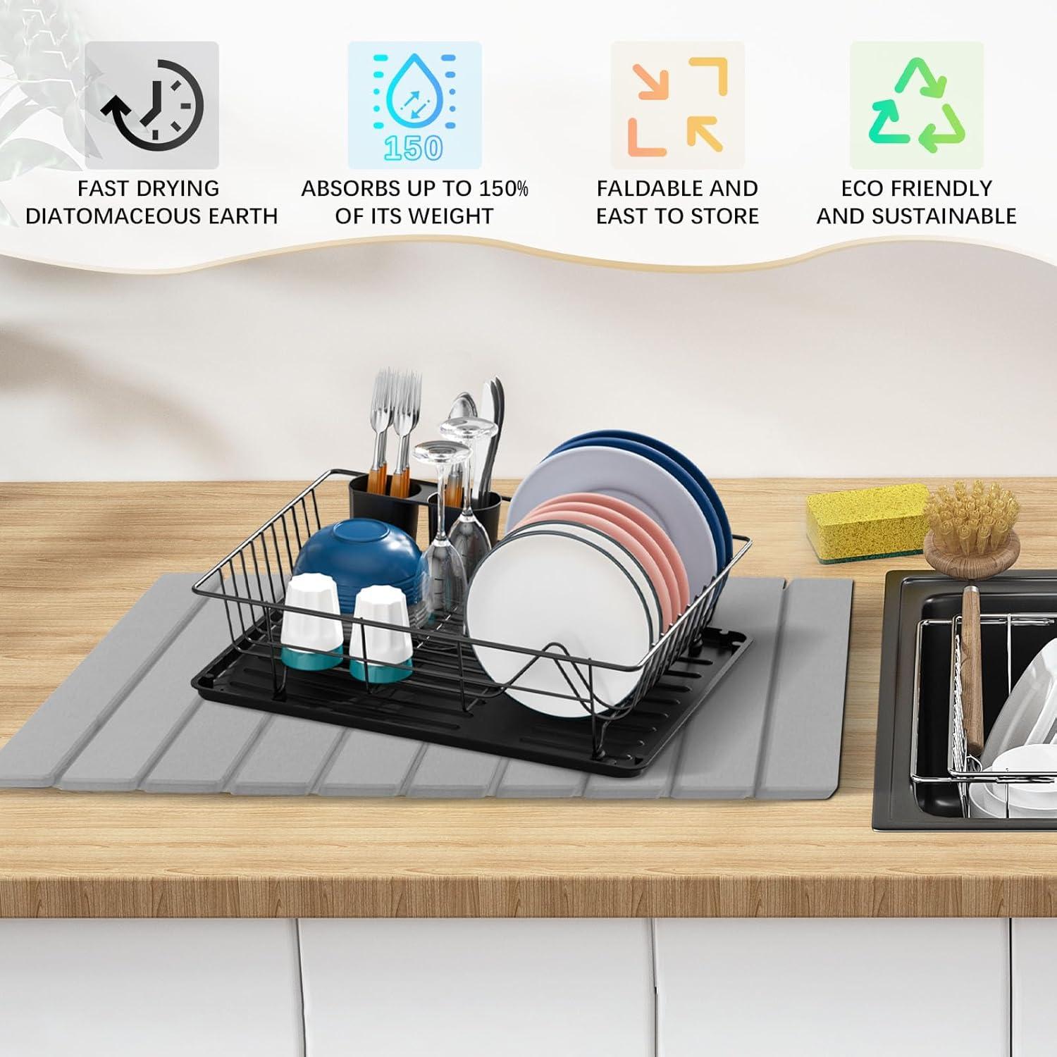 Alfombrilla de Secado de Platos AOBOPLE 61x41 cm Diatomácea