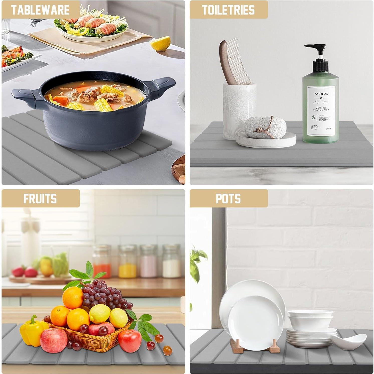 Alfombrilla de Secado de Platos AOBOPLE 61x41 cm Diatomácea