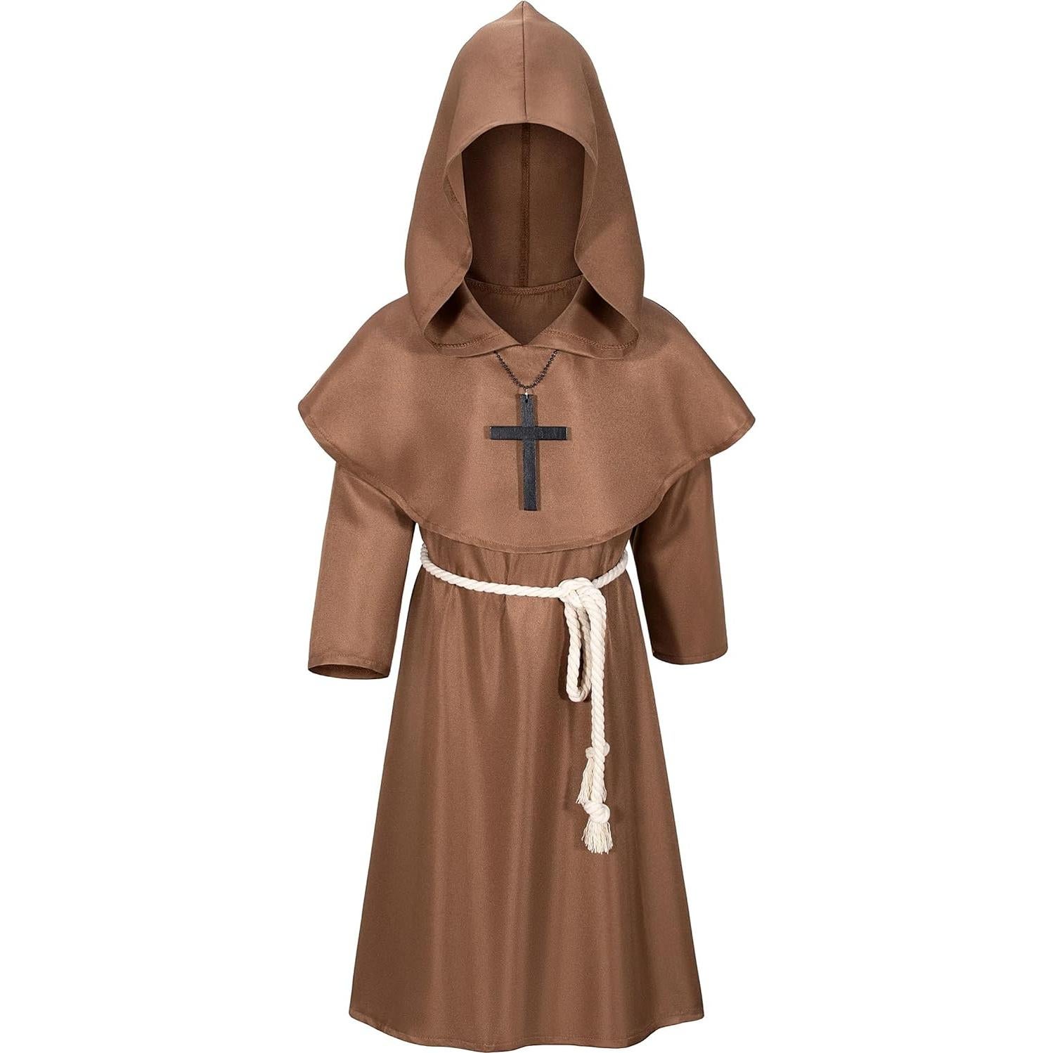 Disfraz de Monje Medieval Renacentista para Niños 10-11 Años