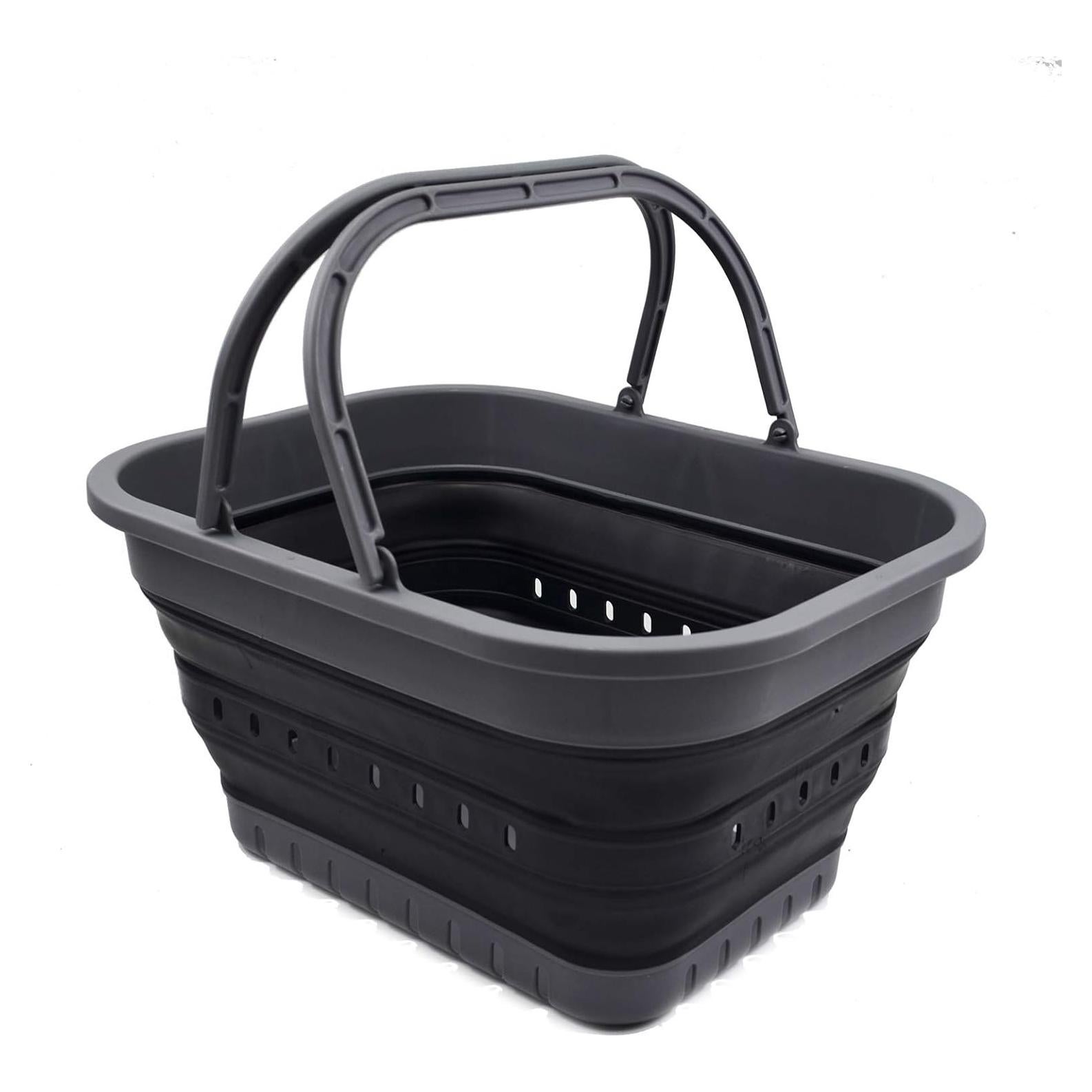 Cubo Plegable SAMMART 19L Gris/Negro - Canasta de Picnic