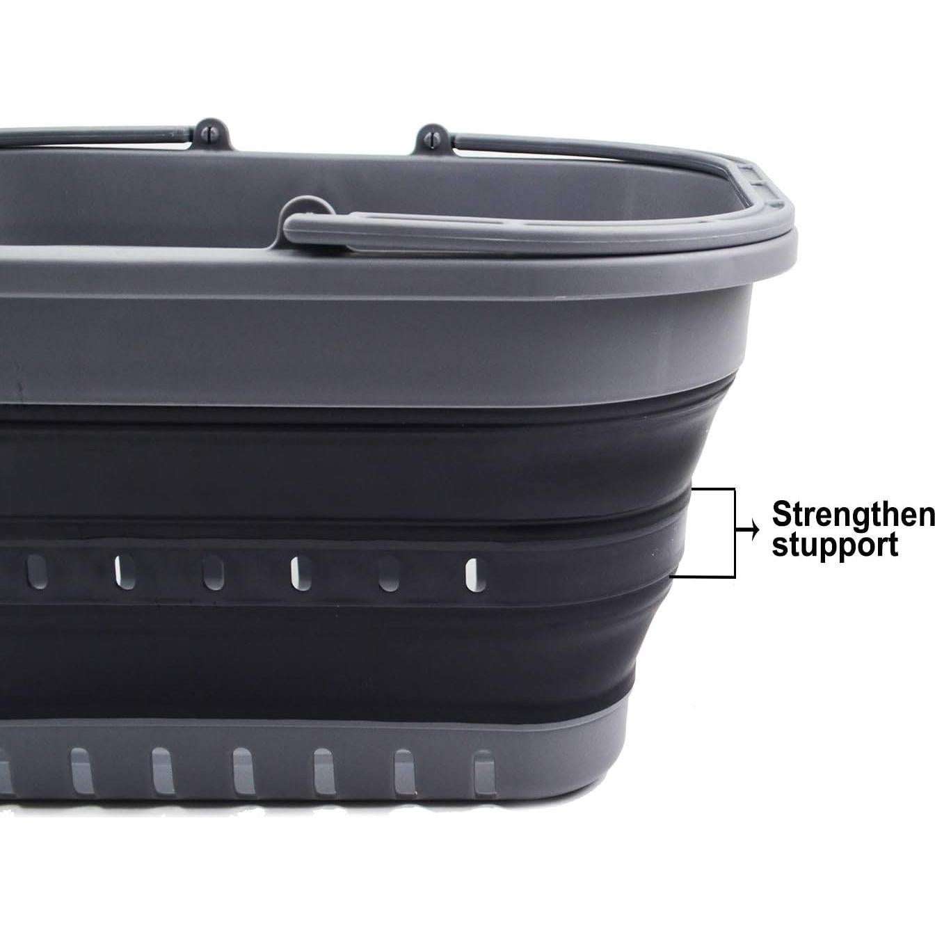 Cubo Plegable SAMMART 19L Gris/Negro - Canasta de Picnic