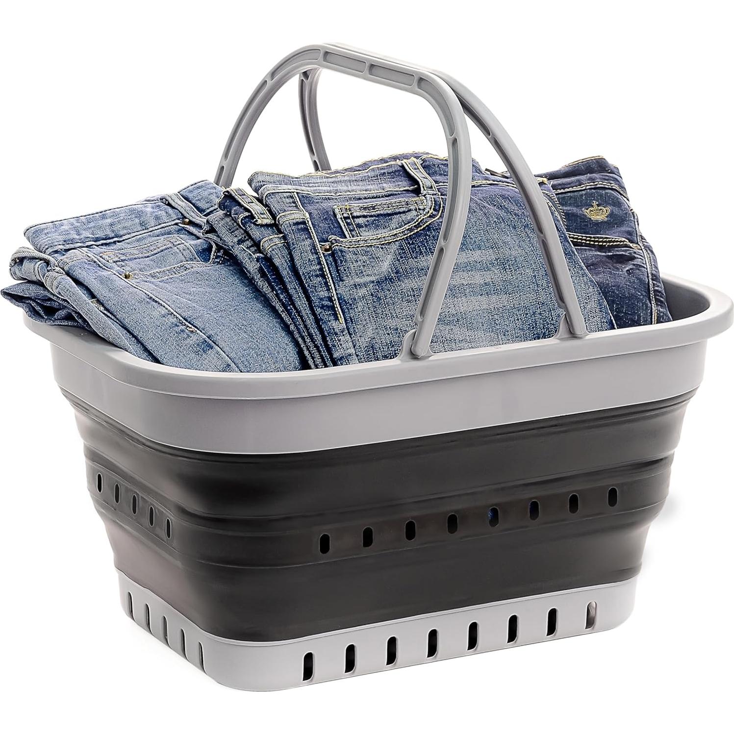 Cubo Plegable SAMMART 19L Gris/Negro - Canasta de Picnic