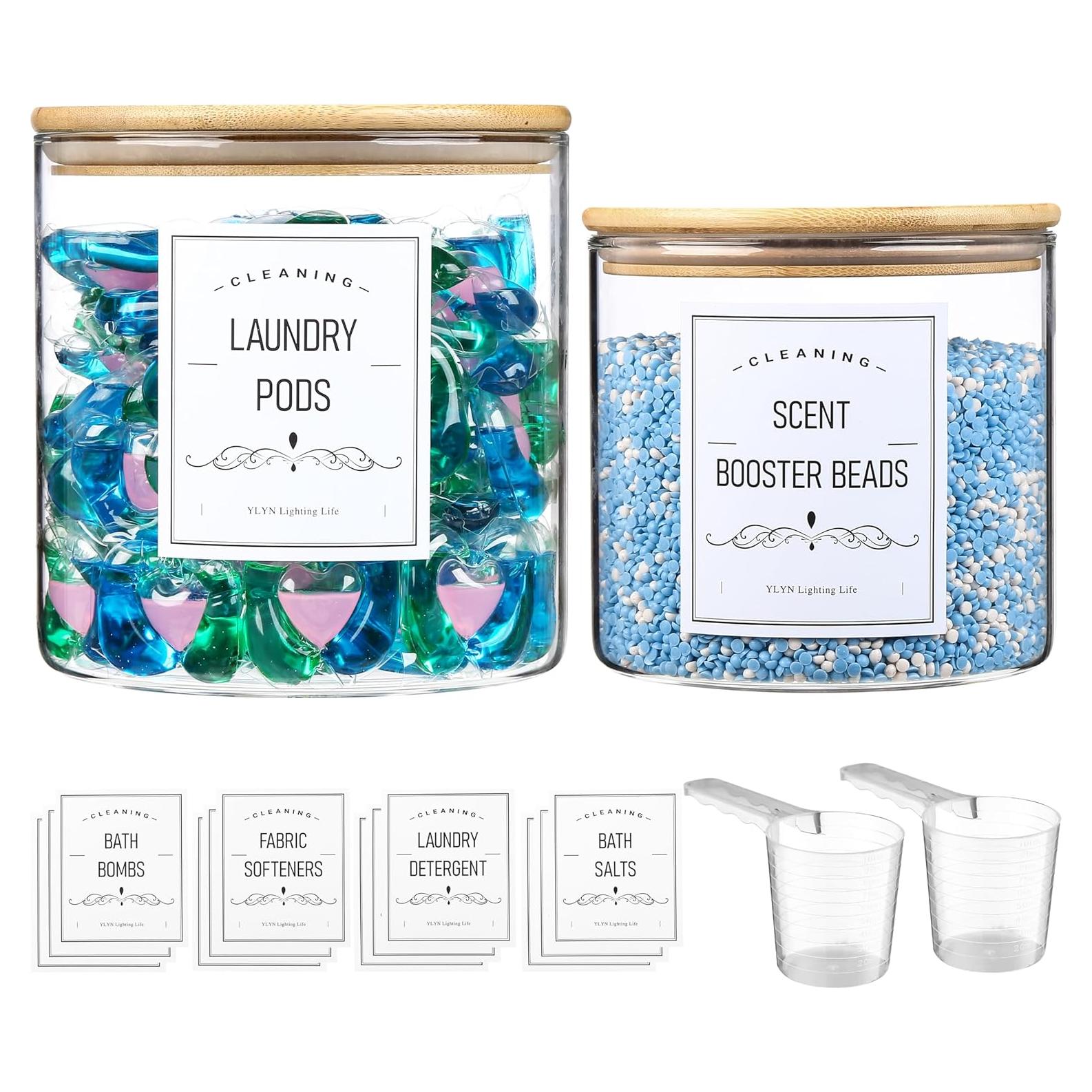 Conjunto de 2 Tarros de Vidrio CYYKDA 3.03L con Tapa de Bambú