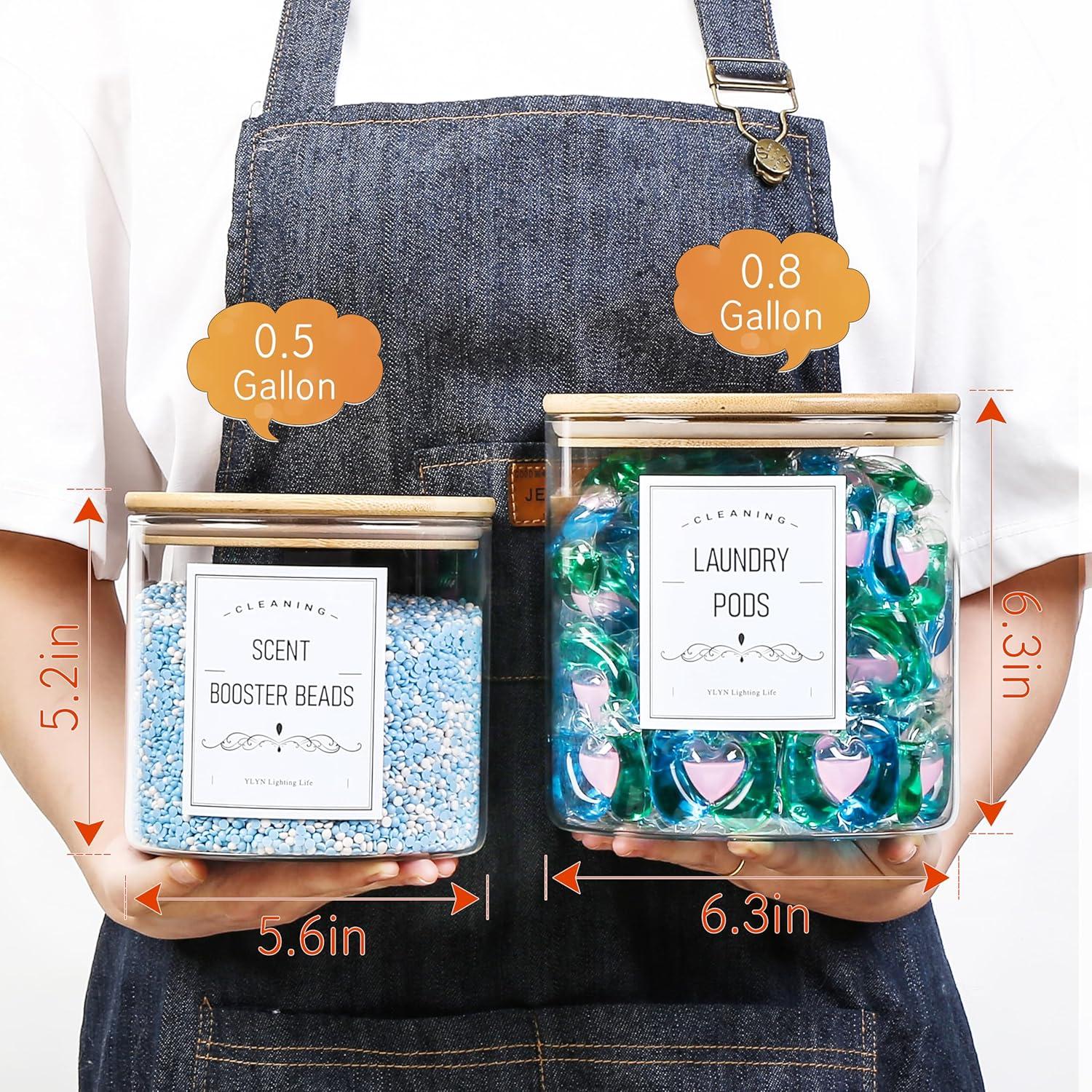 Conjunto de 2 Tarros de Vidrio CYYKDA 3.03L con Tapa de Bambú