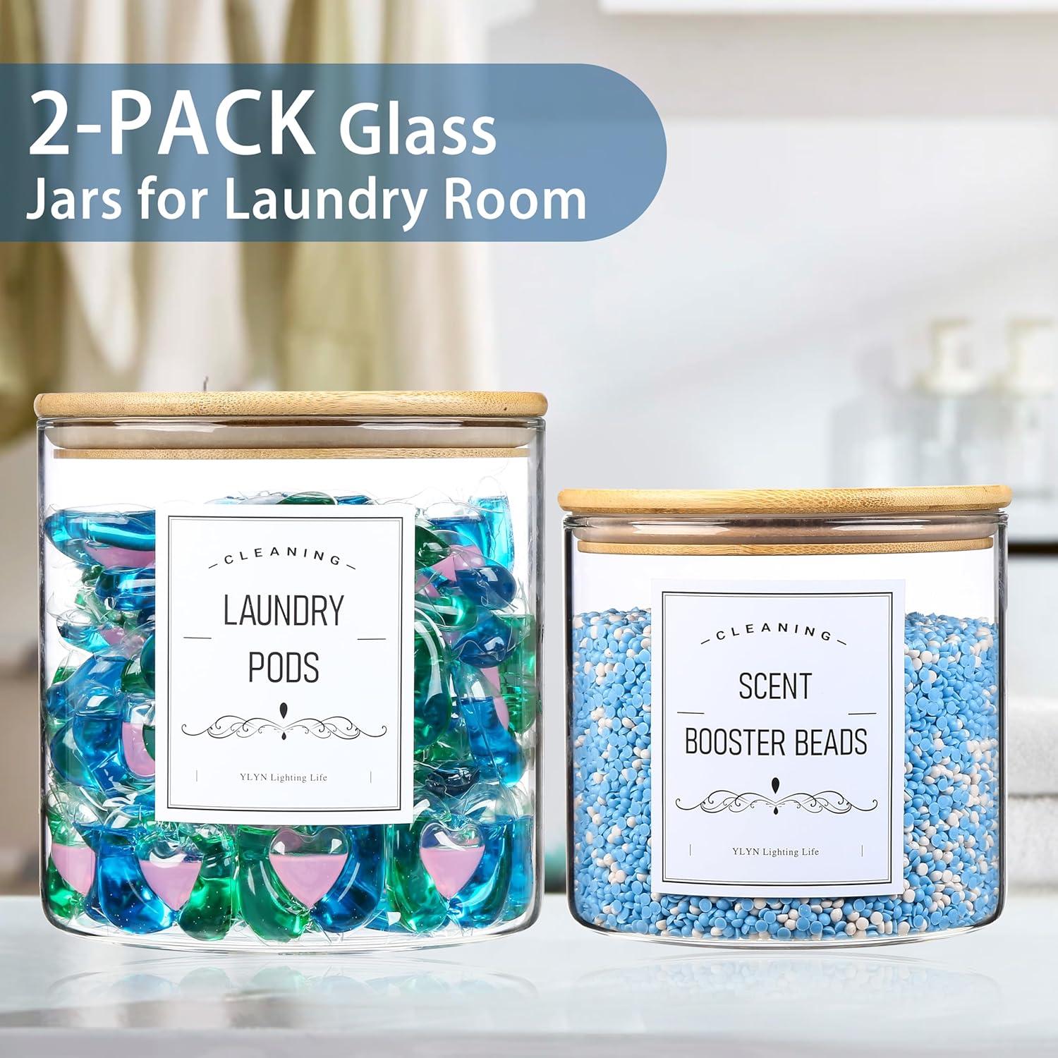 Conjunto de 2 Tarros de Vidrio CYYKDA 3.03L con Tapa de Bambú