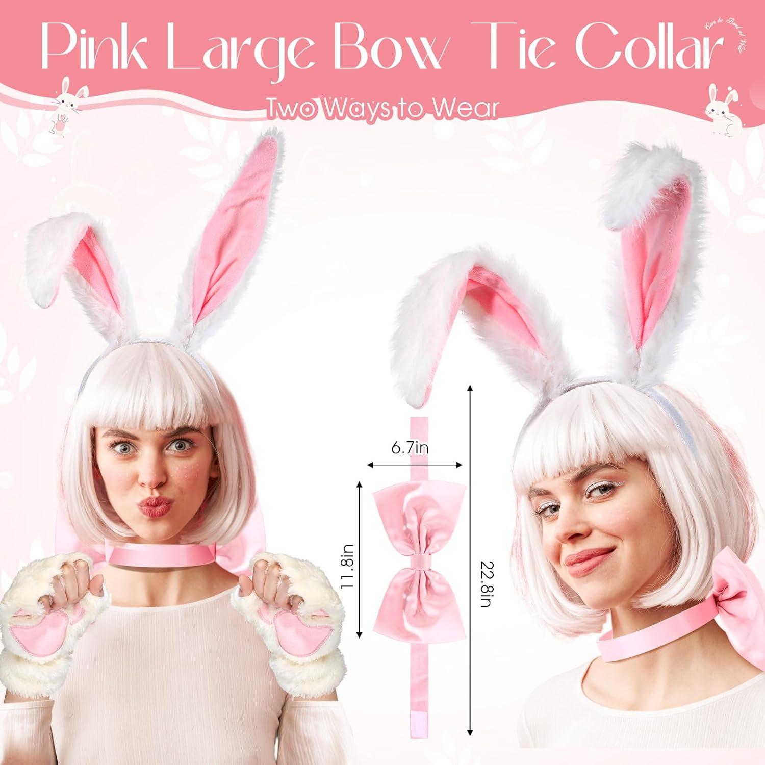 Conjunto de Disfraz de Conejo para Mujer - Orejas, Pajarita, Cola y Guantes