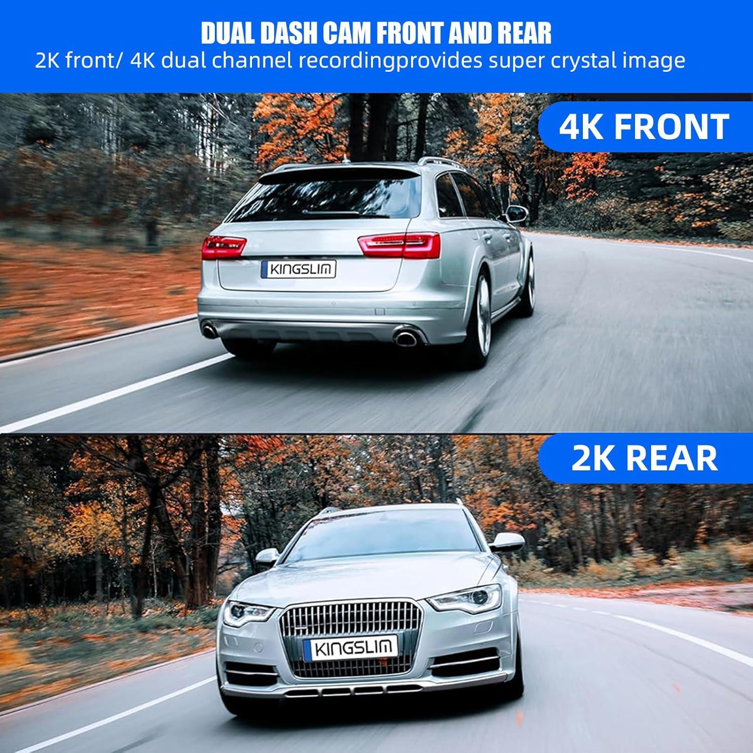 Cámara Dash 4K Delantera y 2K Trasera LNBEI, WiFi, 3"