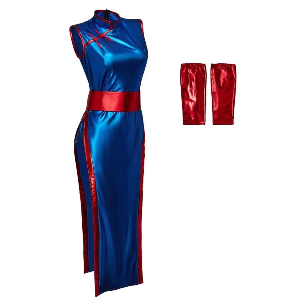 iSHOWcos Vestido de Cosplay Cheongsam Azul para Mujeres