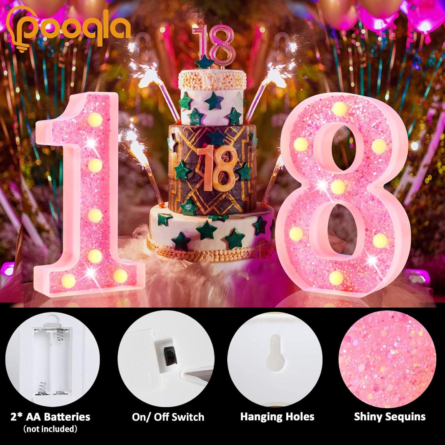 Número 0 Marquee LED Pooqla Rosa Brillante 22.5 cm
