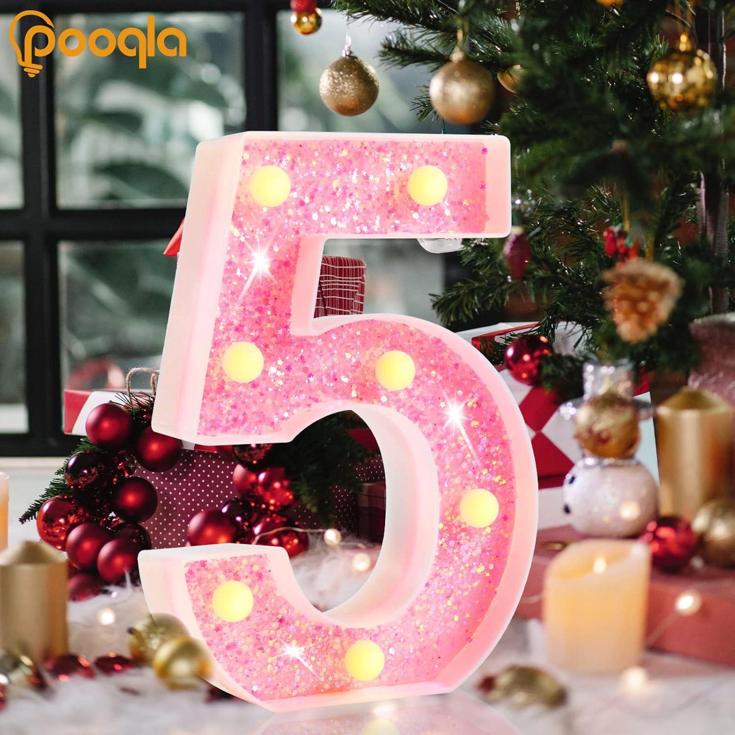 Número 0 Marquee LED Pooqla Rosa Brillante 22.5 cm