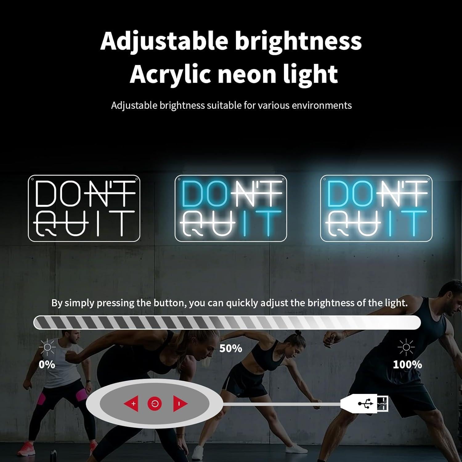 Letrero LED Neón Cjgyz 'No Te Rindas' 42x25.4cm USB Ajustable