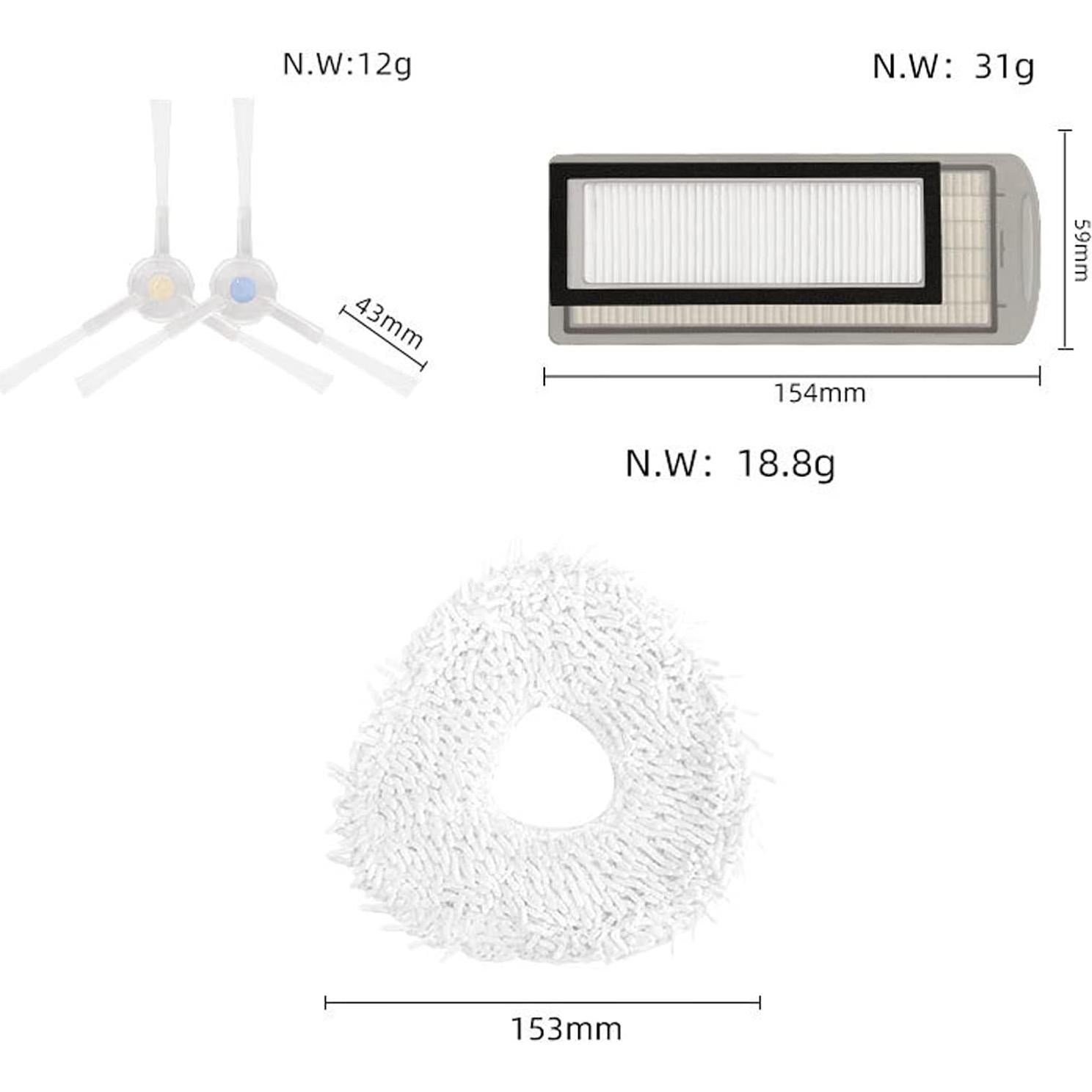 Paquete de 4 Filtros HEPA para Aspiradora Robot NARWAL T10 J1 J2
