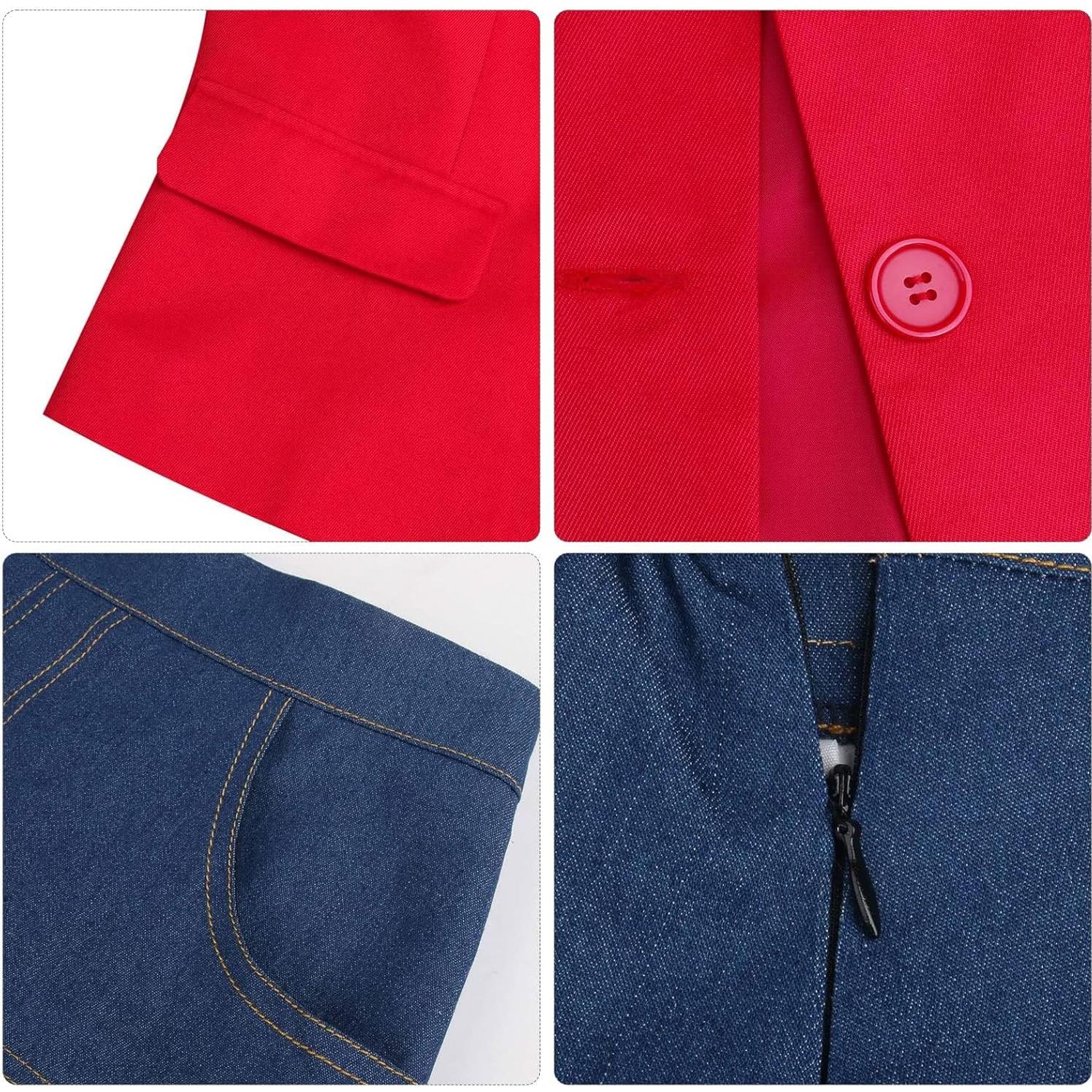 Disfraz Escolar Unisex Rojo Camisa Falda Corbata Halloween