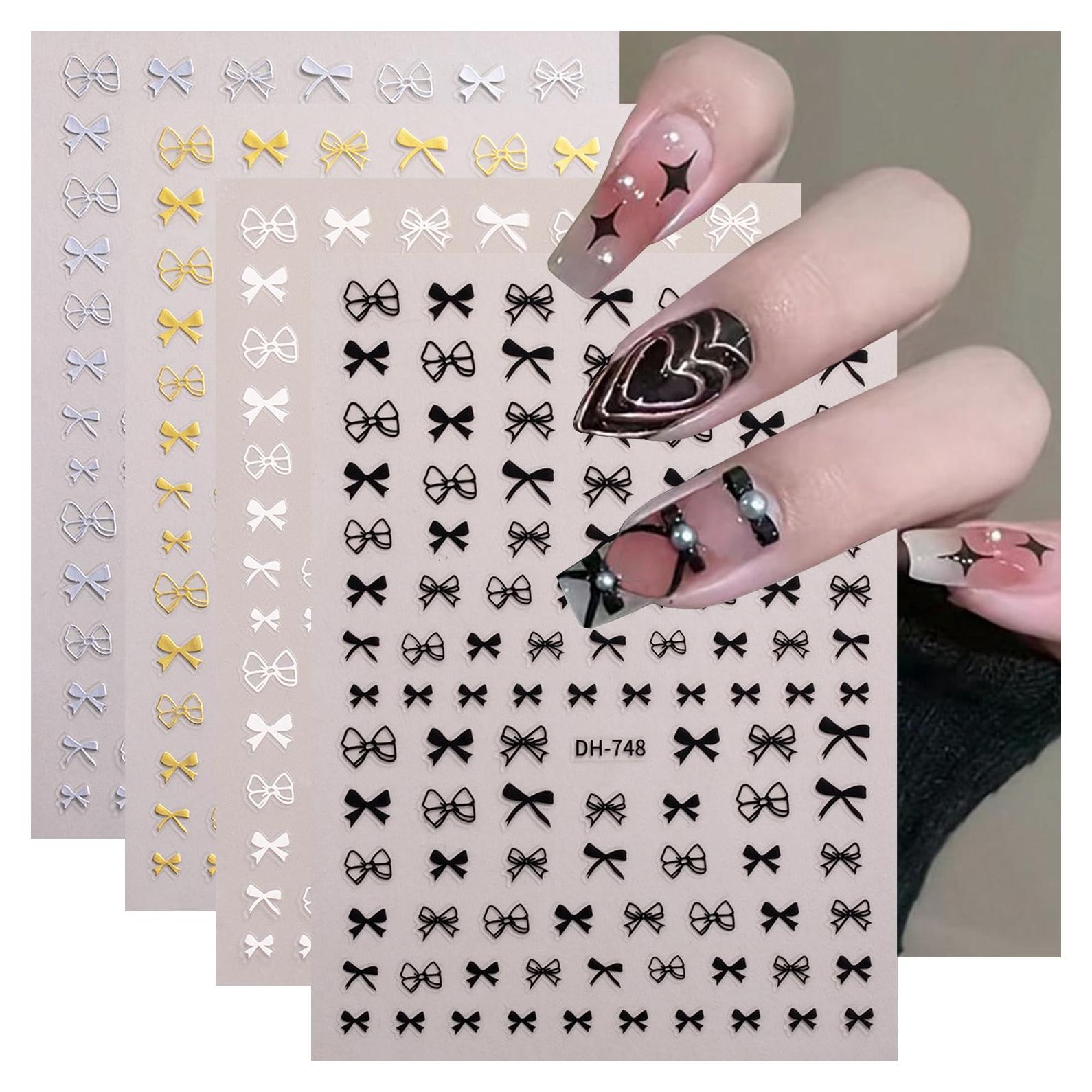 Calcomanías de Uñas 3D Autoadhesivas BSBTBZ - 4 Hojas Lazo