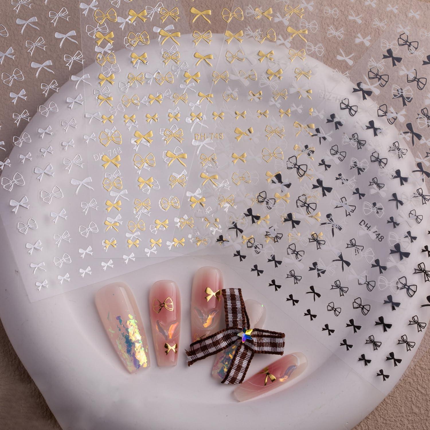 Calcomanías de Uñas 3D Autoadhesivas BSBTBZ - 4 Hojas Lazo