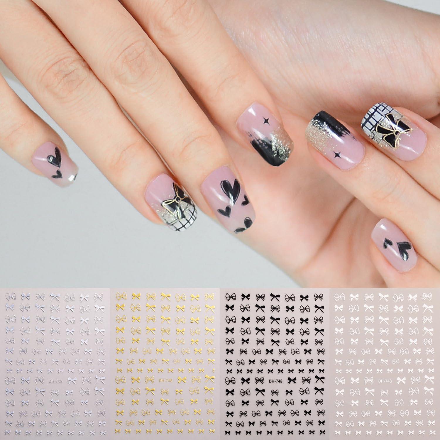 Calcomanías de Uñas 3D Autoadhesivas BSBTBZ - 4 Hojas Lazo