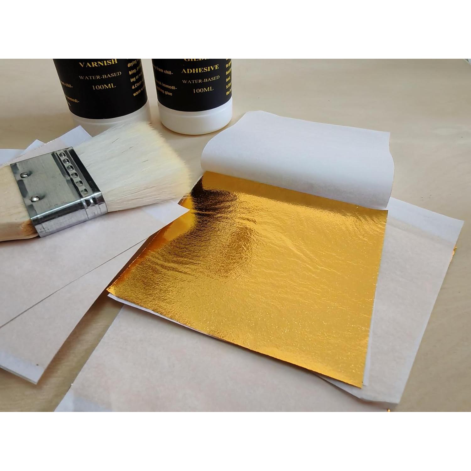 Kit de Dorado JINRUISI 100ml Adhesivo y Barniz + 100 Hojas