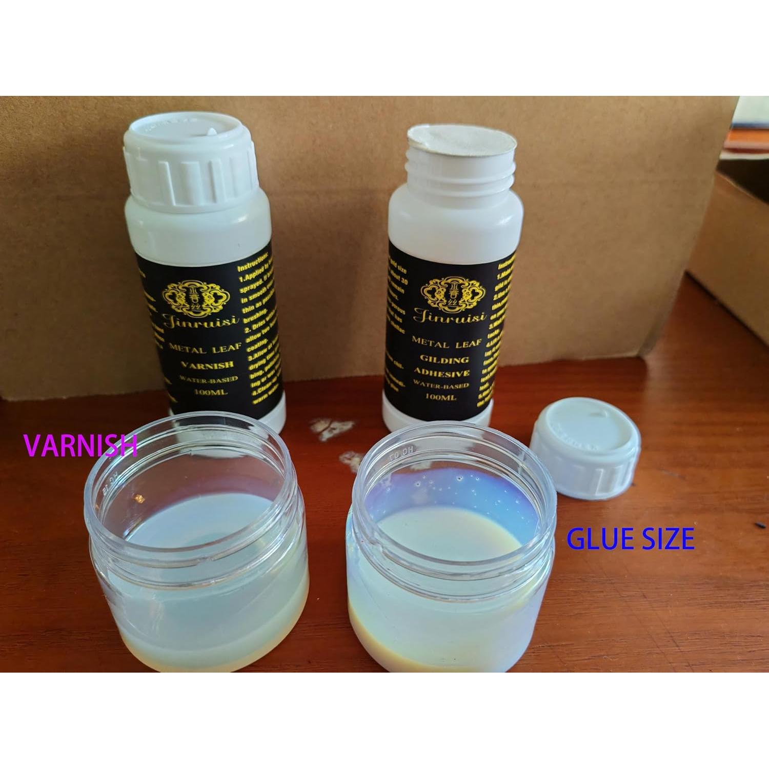 Kit de Dorado JINRUISI 100ml Adhesivo y Barniz + 100 Hojas