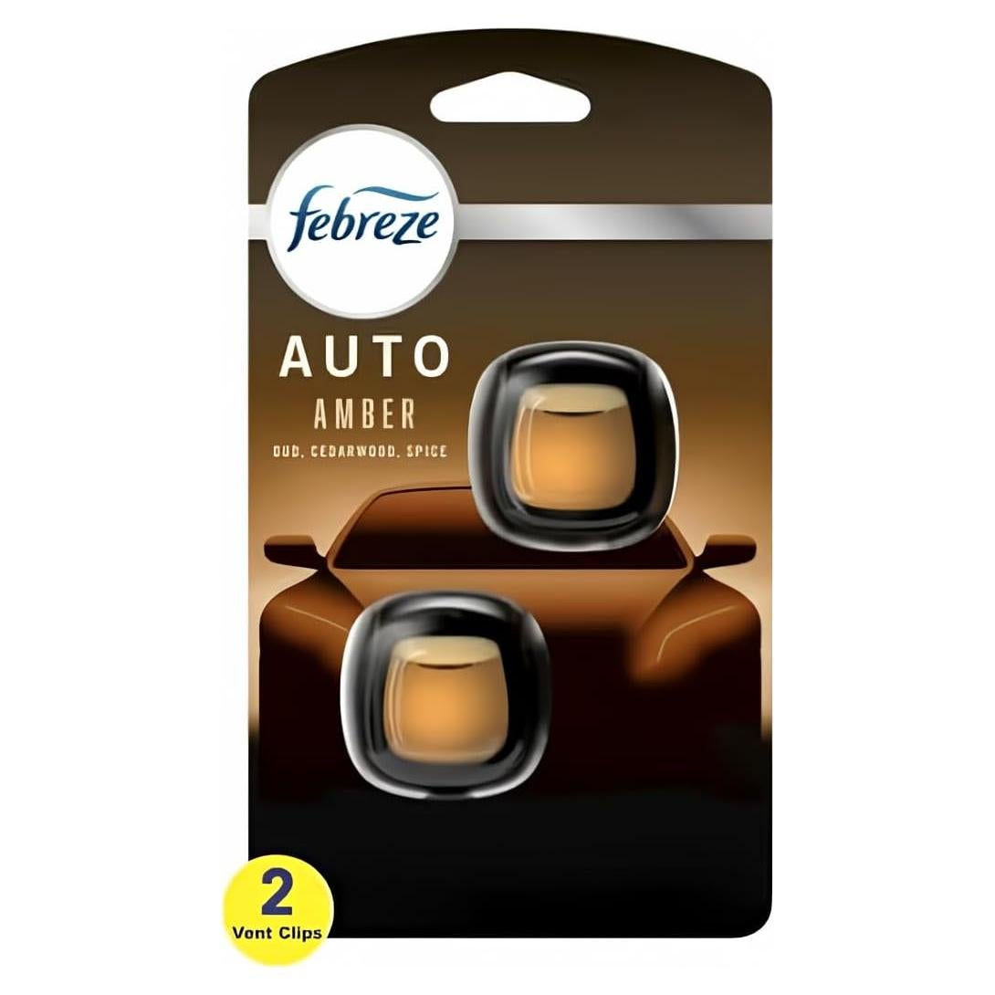 Ambientador de aire Febreze AUTO aroma ámbar, 2 clips