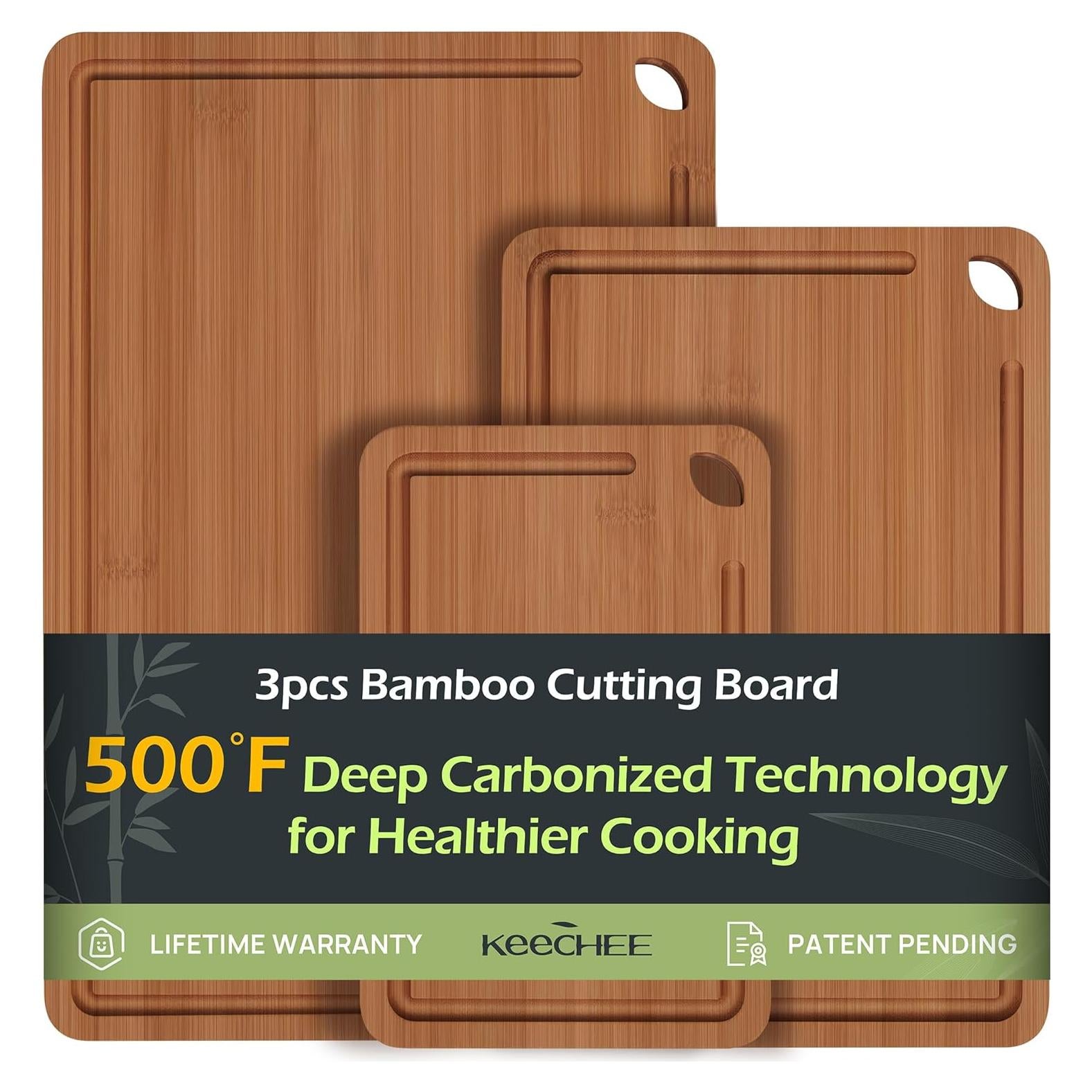 Conjunto de 3 Tablas de Cortar de Bambú Keechee - Ecológicas y Duraderas
