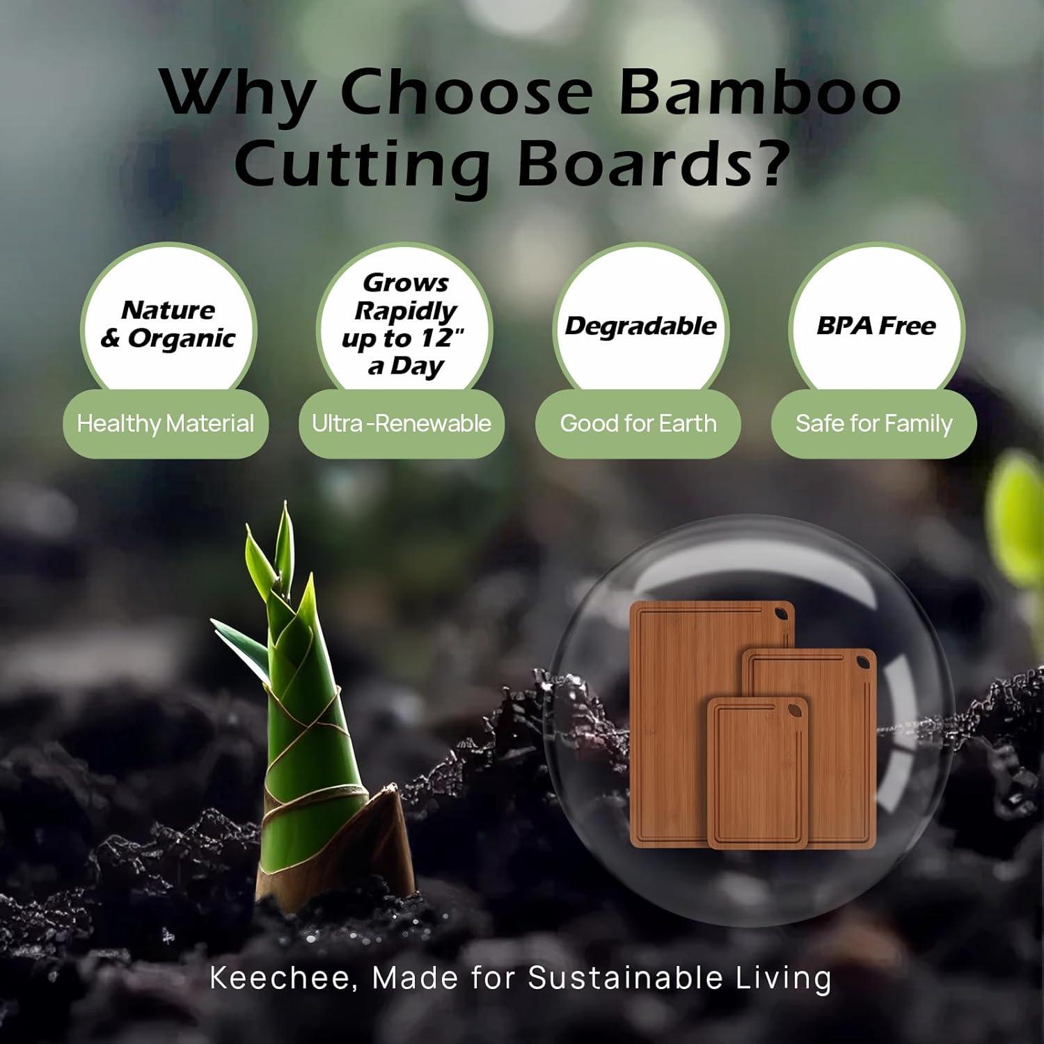 Conjunto de 3 Tablas de Cortar de Bambú Keechee - Ecológicas y Duraderas